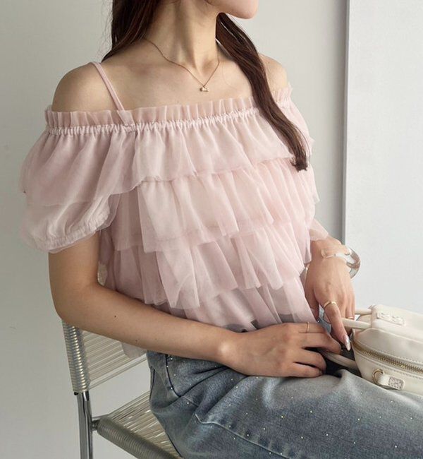  「ティアードチュールブラウス」|シャツ・ブラウス|