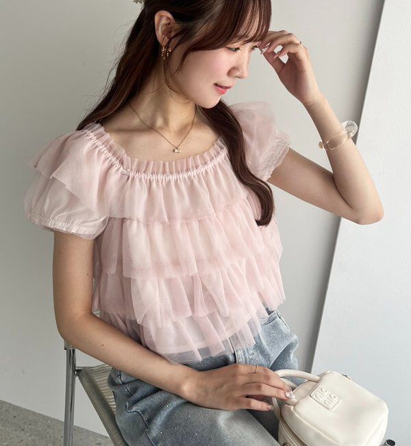  「ティアードチュールブラウス」|シャツ・ブラウス|