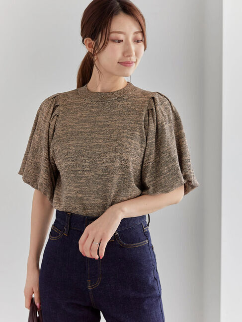 Te chichi「バルーンスリーブメランジニット」|ニット・セーター|ブラウン