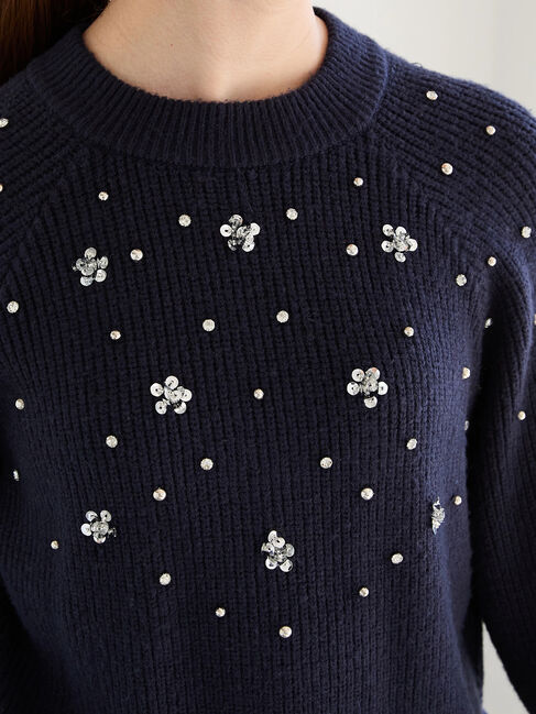 Te chichi「フラワービジュー畦ニットプルオーバー」|ニット・セーター|