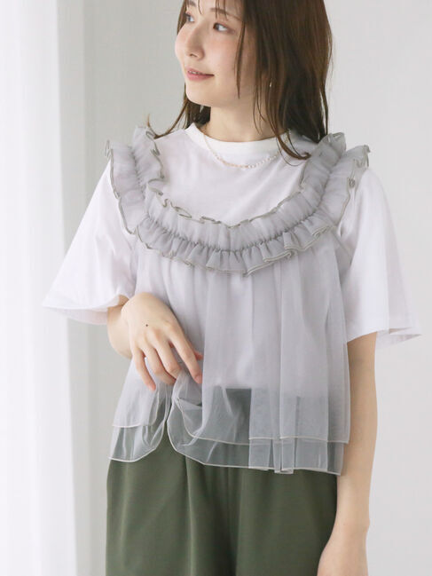 Te chichi TERRASSE「チュールビスチェドッキングトップス」|Tシャツ・カットソー|オフホワイト