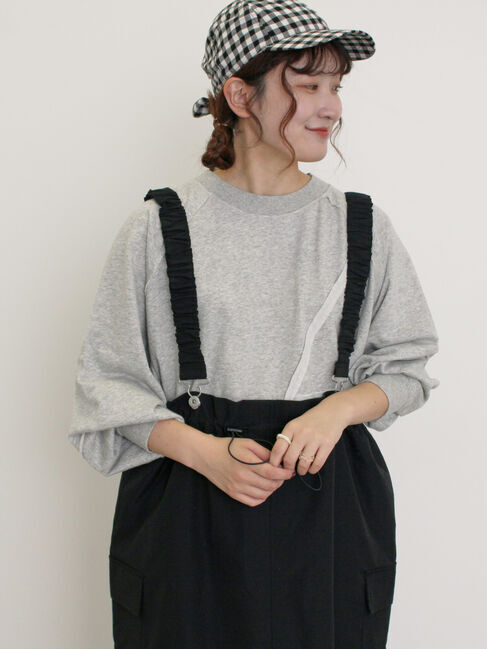 Samansa Mos2「ミニ裏毛ブロッキングショートスウェット」|Tシャツ・カットソー|