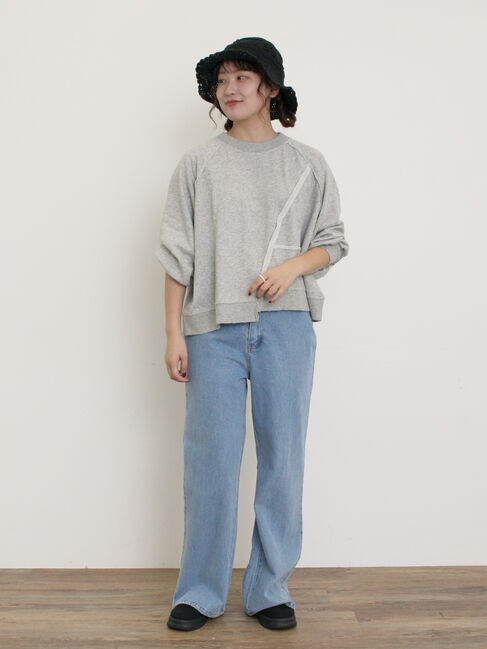 Samansa Mos2「ミニ裏毛ブロッキングショートスウェット」|Tシャツ・カットソー|