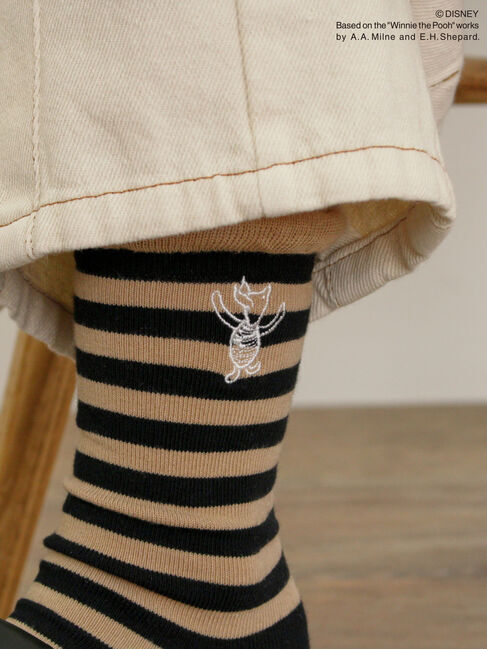 Samansa Mos2「【Disney】くまのプーさん/フリルボーダーソックス」|ソックス|ブラック