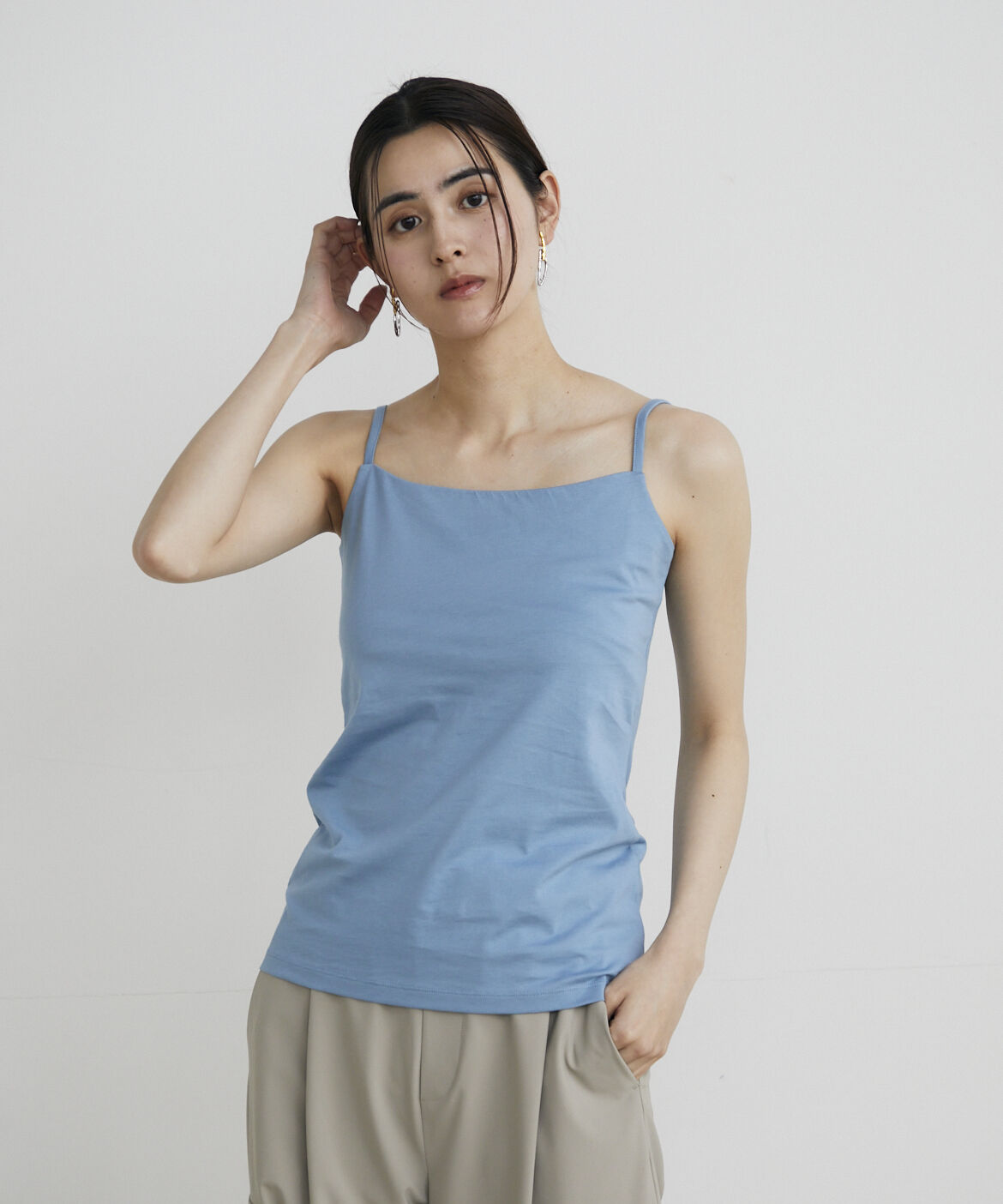 INED「キャミソール《スビン綿MIX天竺/A-GIRL&rsquo;S 》」|キャミソール|ブルー1