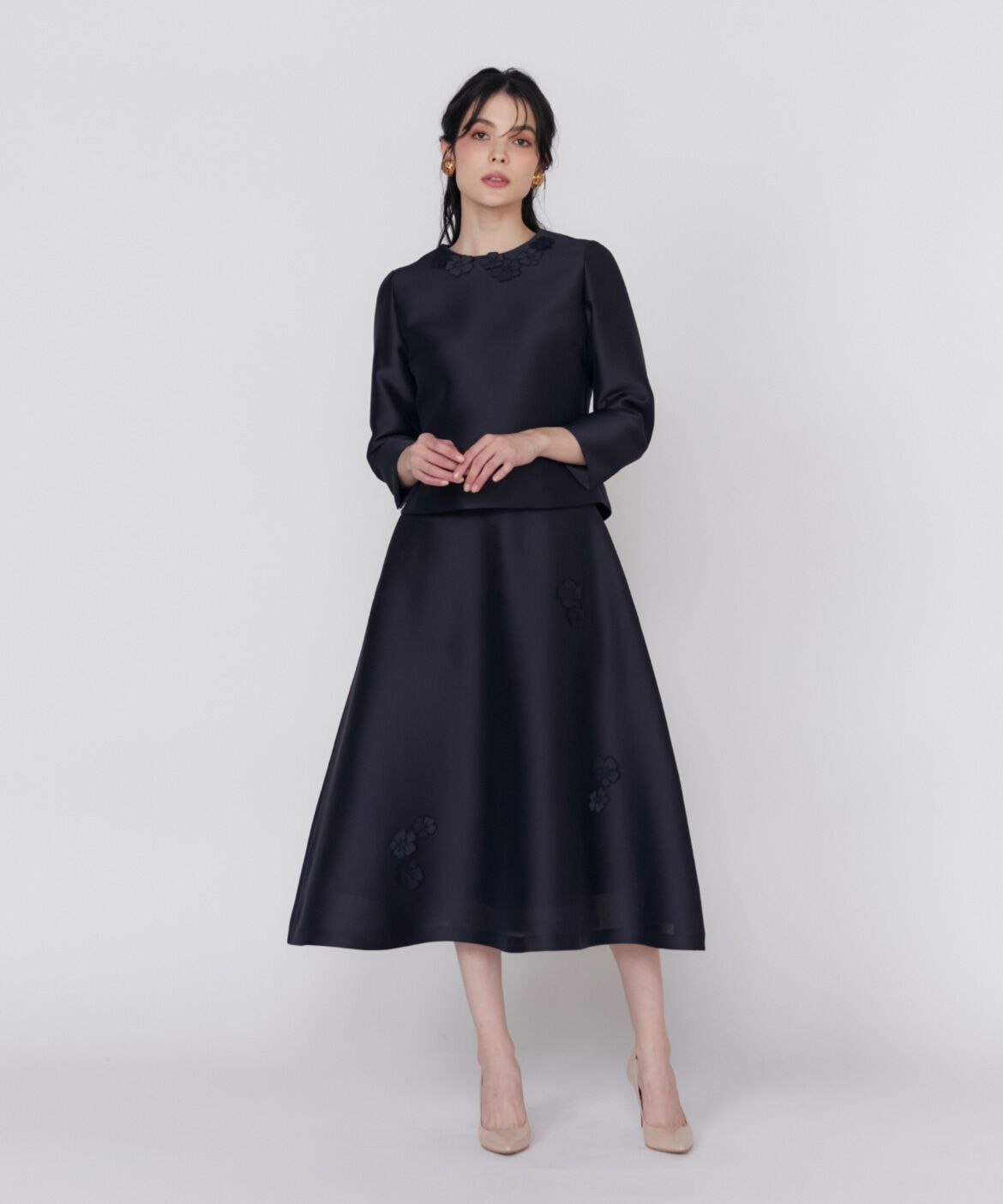 Maglie le cassetto「《プラスサイズ》フラワーモチーフブラウス」|シャツ・ブラウス|