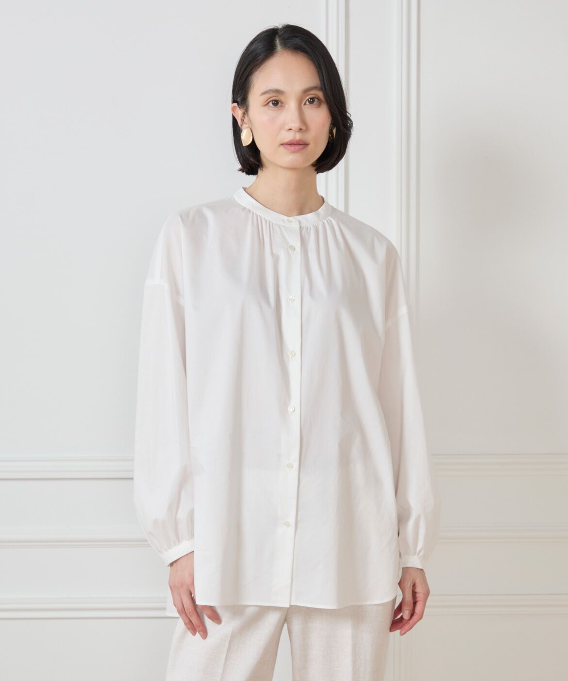 7-IDconcept.「バンドカラーブラウス」|シャツ・ブラウス|