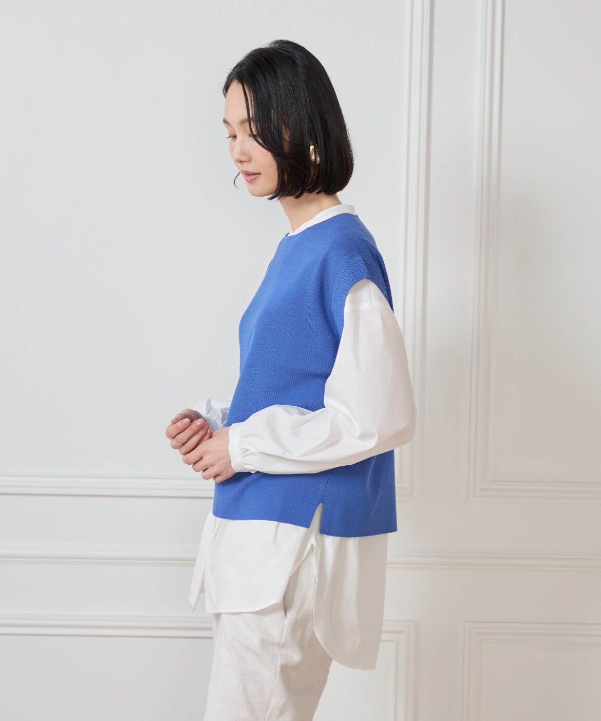 7-IDconcept.「バンドカラーブラウス」|シャツ・ブラウス|