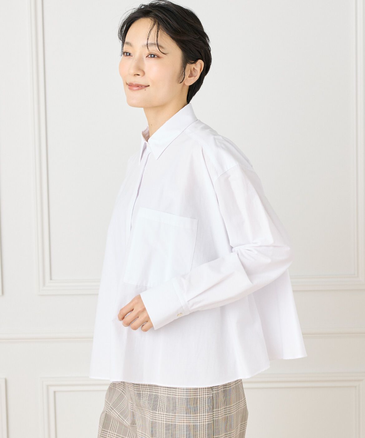 INED「《大きいサイズ》バックフレアシャツ」|シャツ・ブラウス|