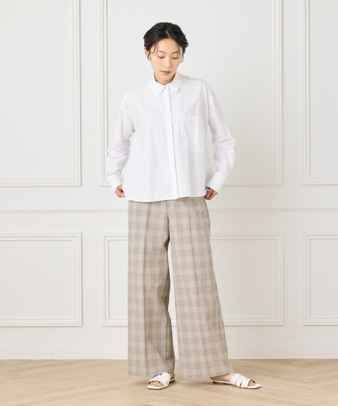 INED「《大きいサイズ》バックフレアシャツ」|シャツ・ブラウス|