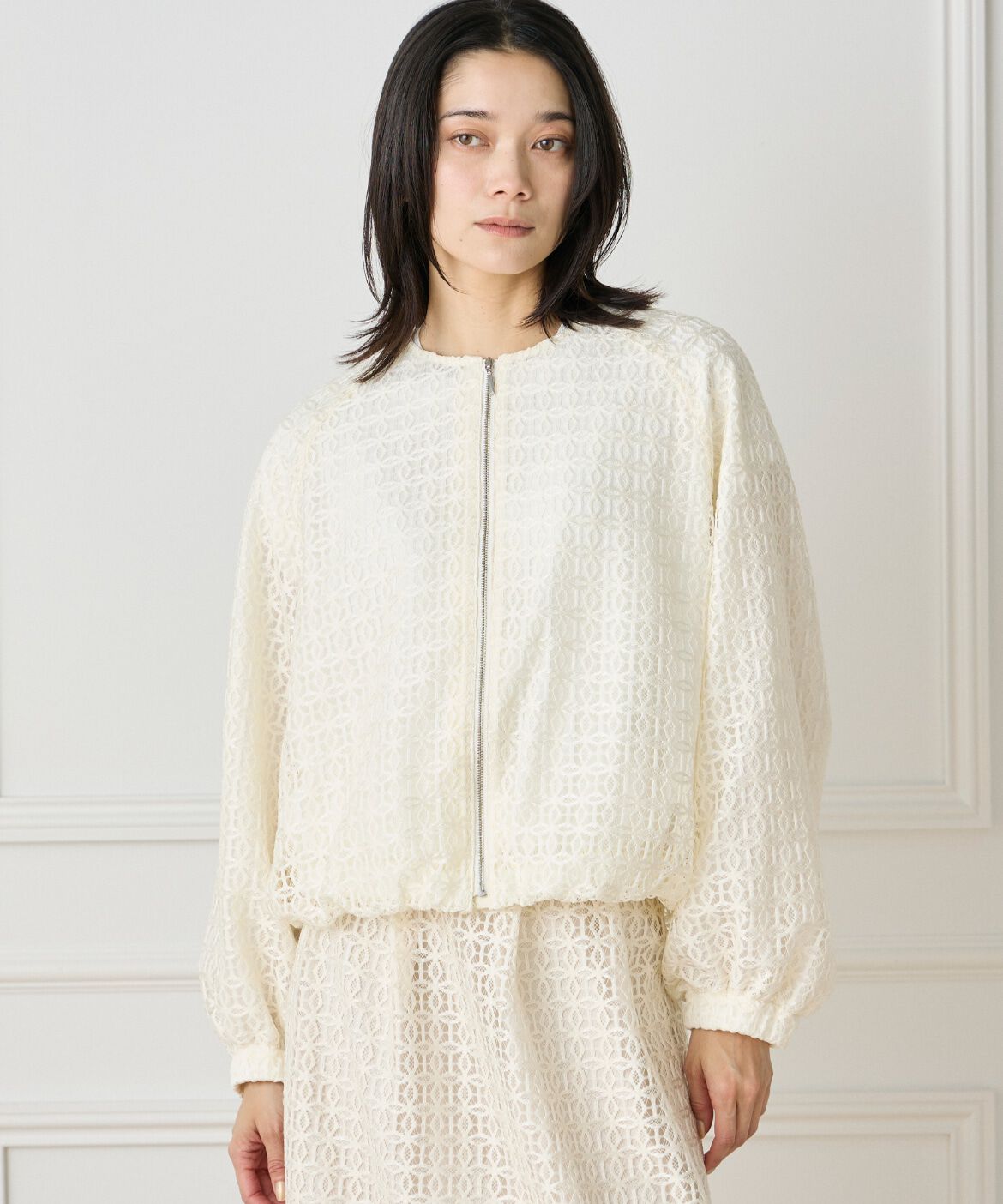 INED「《大きいサイズ》ラグランレースブルゾン」|その他|