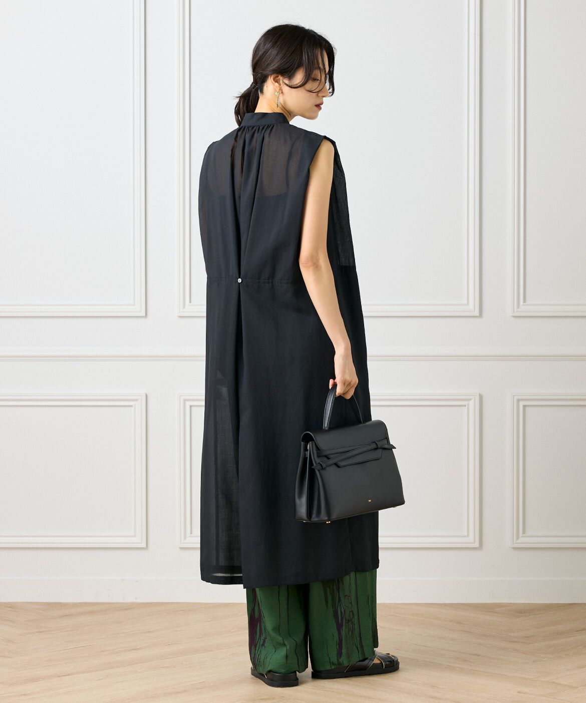 INED「ボザムデザインノースリーブシャツドレス」|ワンピース|