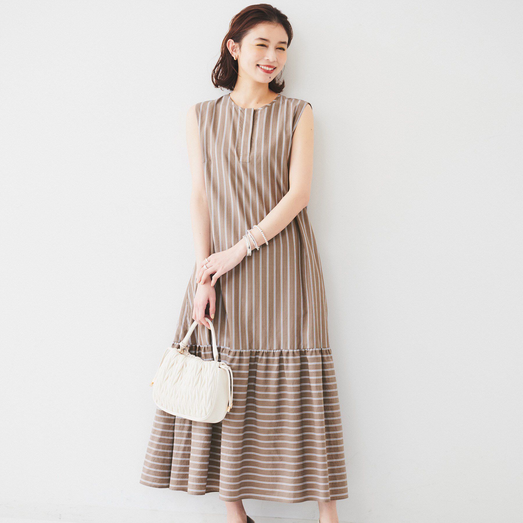 UNTITLED「【洗える/ノースリ/夏ワンピ】ストライプワンピース」|ワンピース|