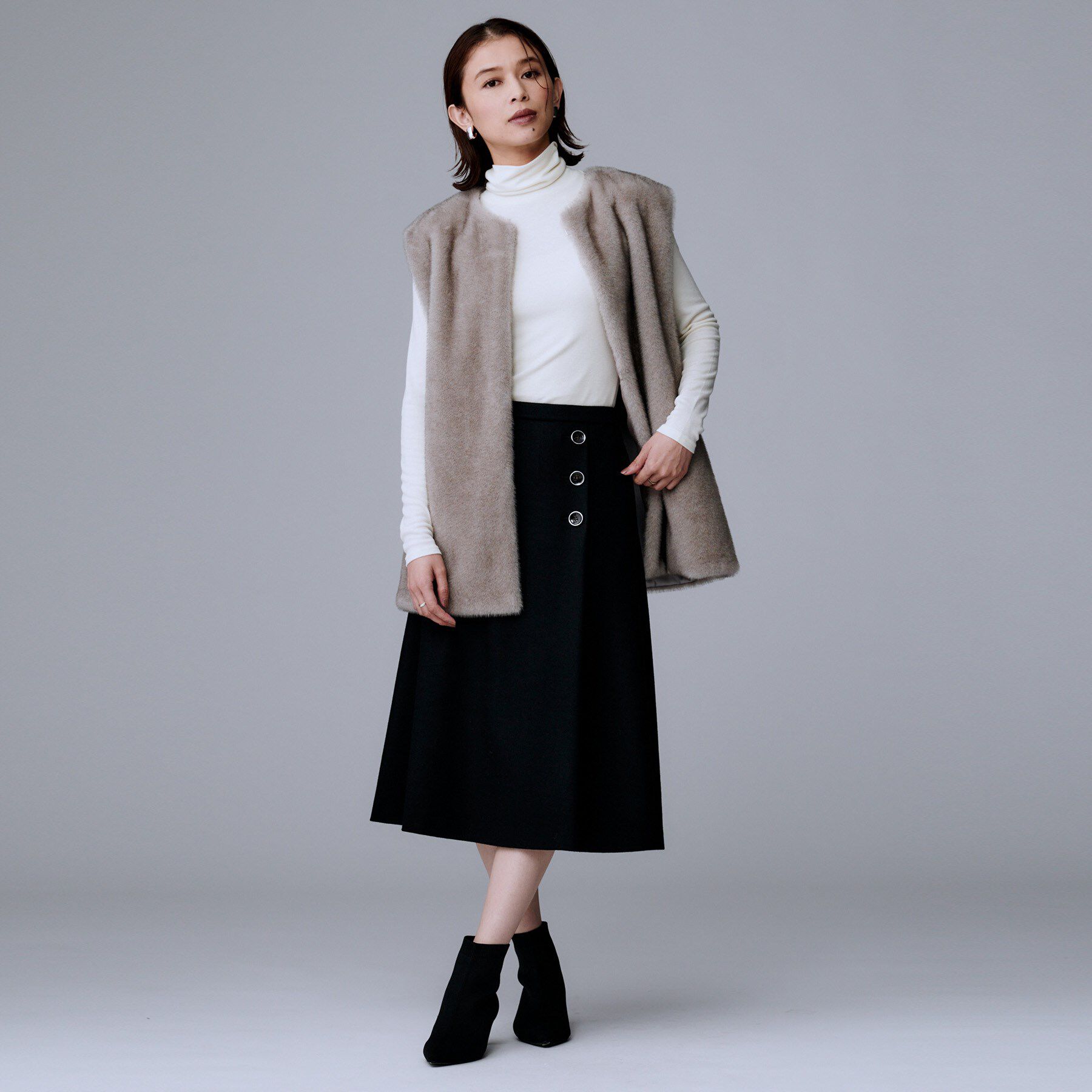 UNTITLED「【ウール100%/ミモレ丈】ミルドスムースフレアスカート」|スカート|