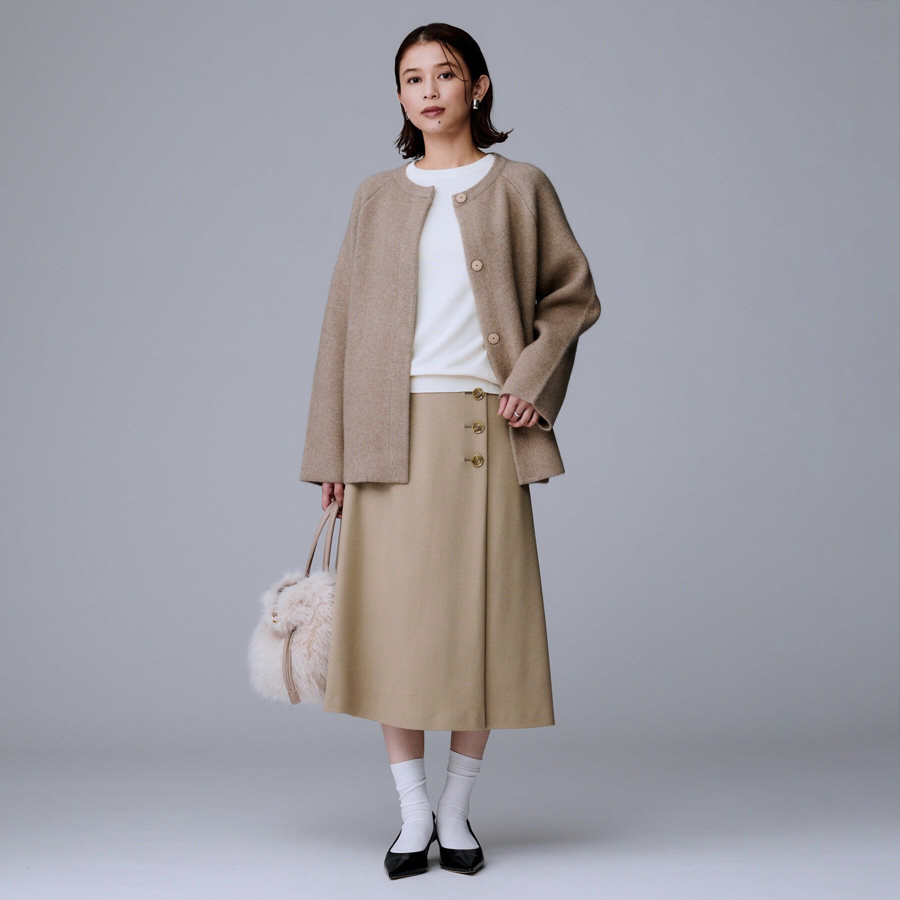 UNTITLED「【ウール100%/ミモレ丈】ミルドスムースフレアスカート」|スカート|