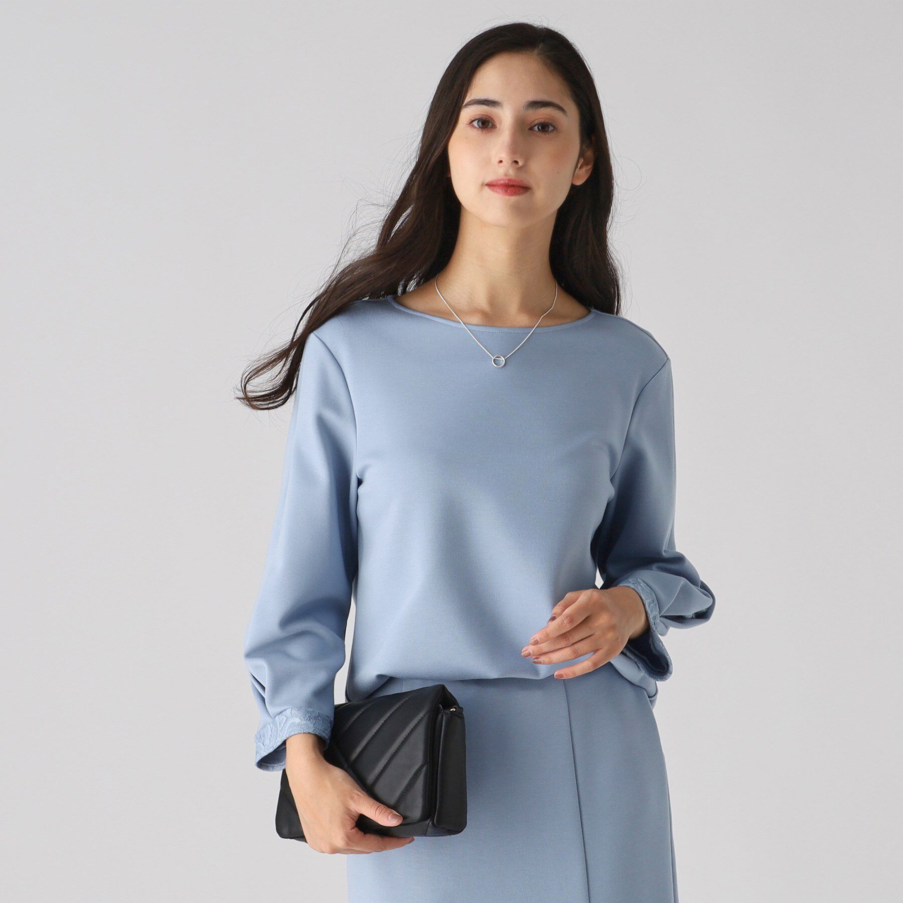 COUP DE CHANCE「【洗える／日本製】袖レースプルオーバージャージ」|Tシャツ・カットソー|