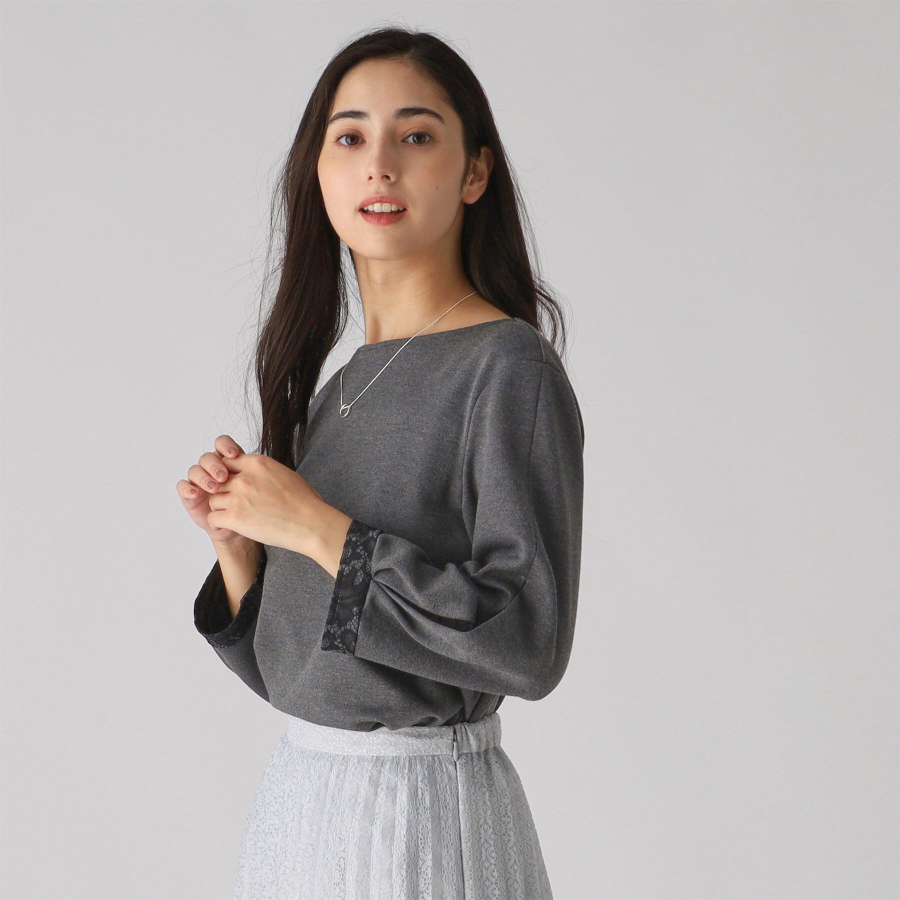 COUP DE CHANCE「【洗える／日本製】袖レースプルオーバージャージ」|Tシャツ・カットソー|