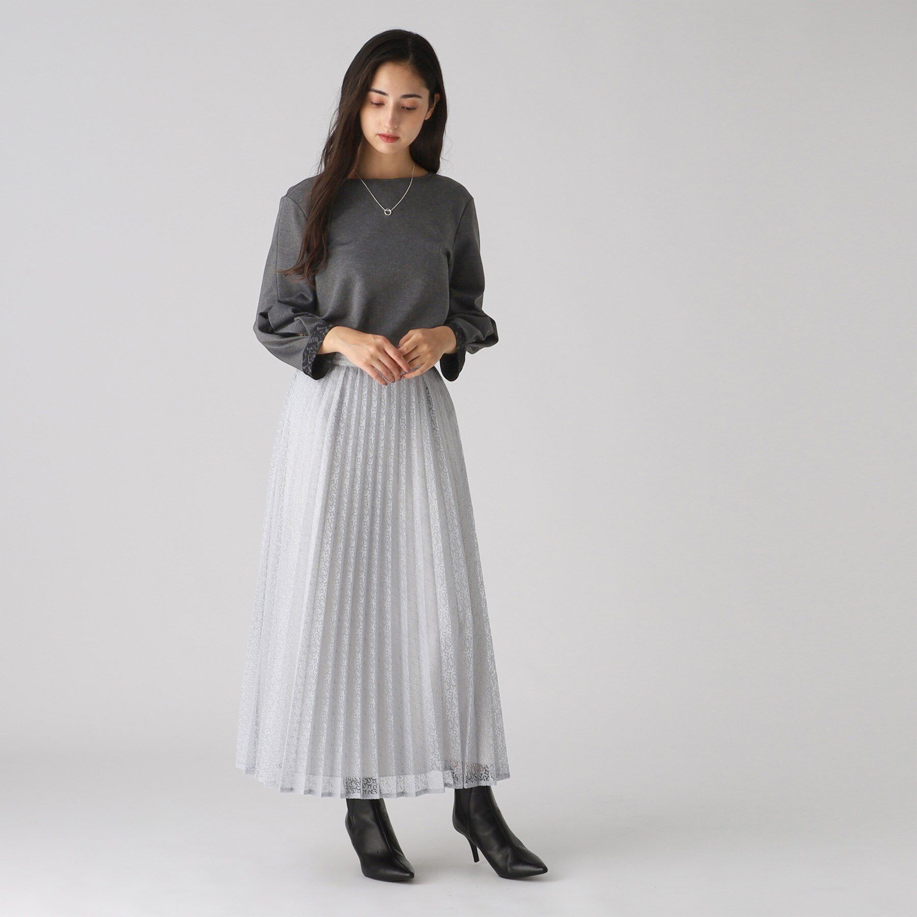 COUP DE CHANCE「【洗える／日本製】袖レースプルオーバージャージ」|Tシャツ・カットソー|