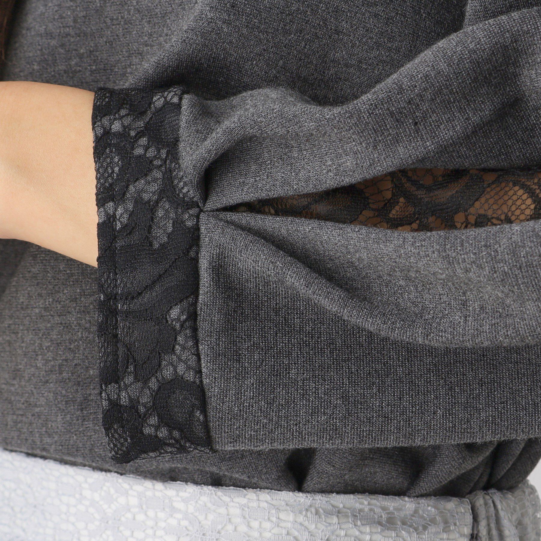 COUP DE CHANCE「【洗える／日本製】袖レースプルオーバージャージ」|Tシャツ・カットソー|