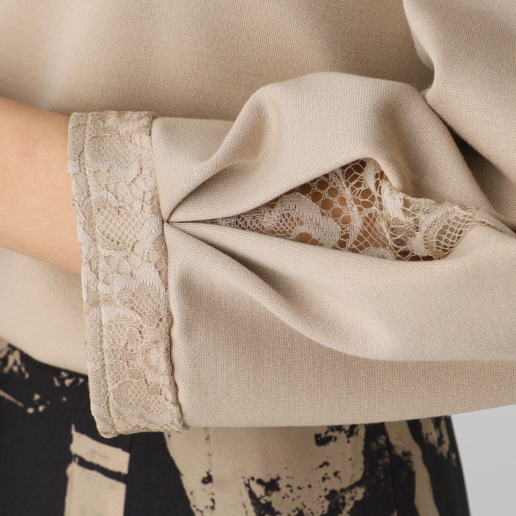 COUP DE CHANCE「【洗える／日本製】袖レースプルオーバージャージ」|Tシャツ・カットソー|