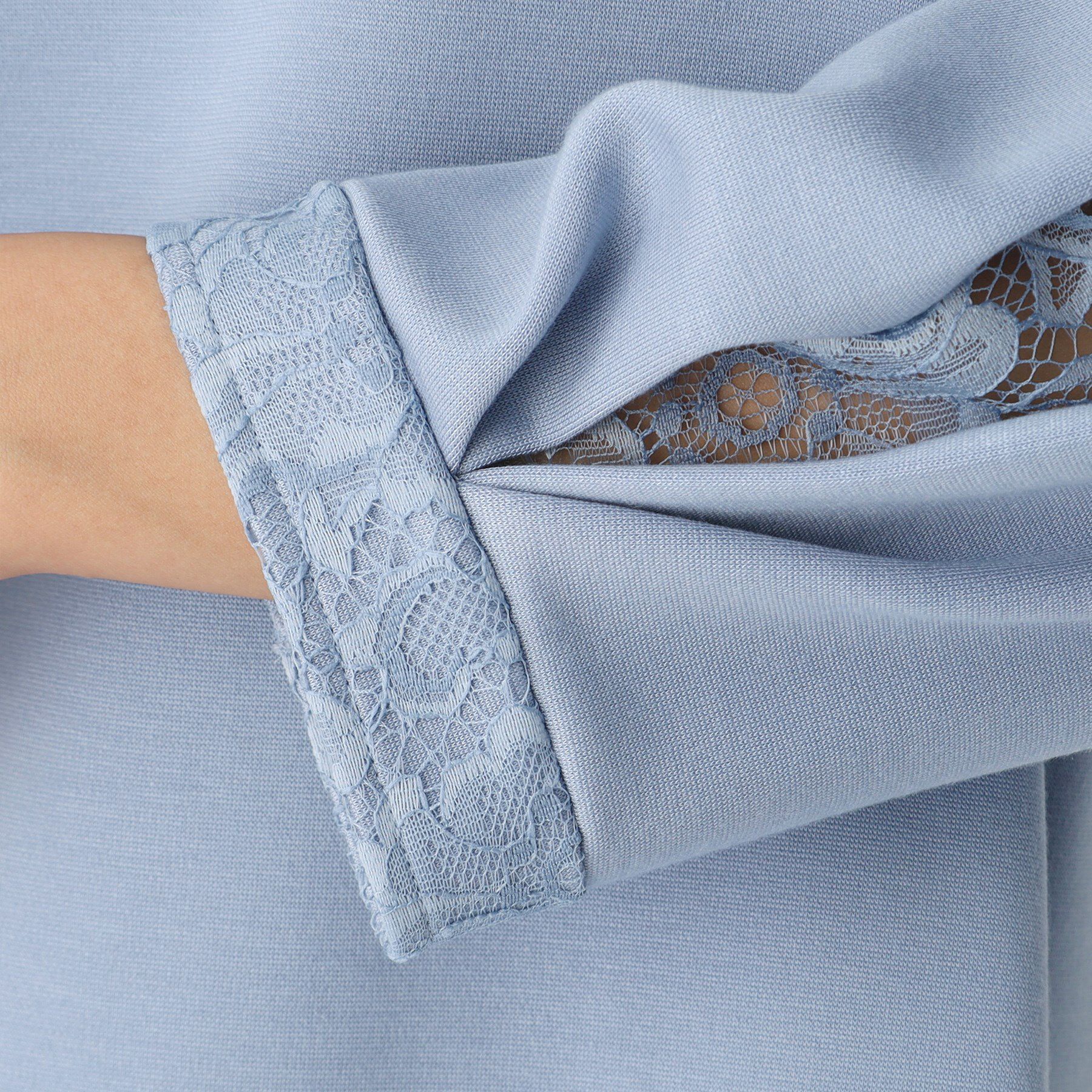 COUP DE CHANCE「【洗える／日本製】袖レースプルオーバージャージ」|Tシャツ・カットソー|