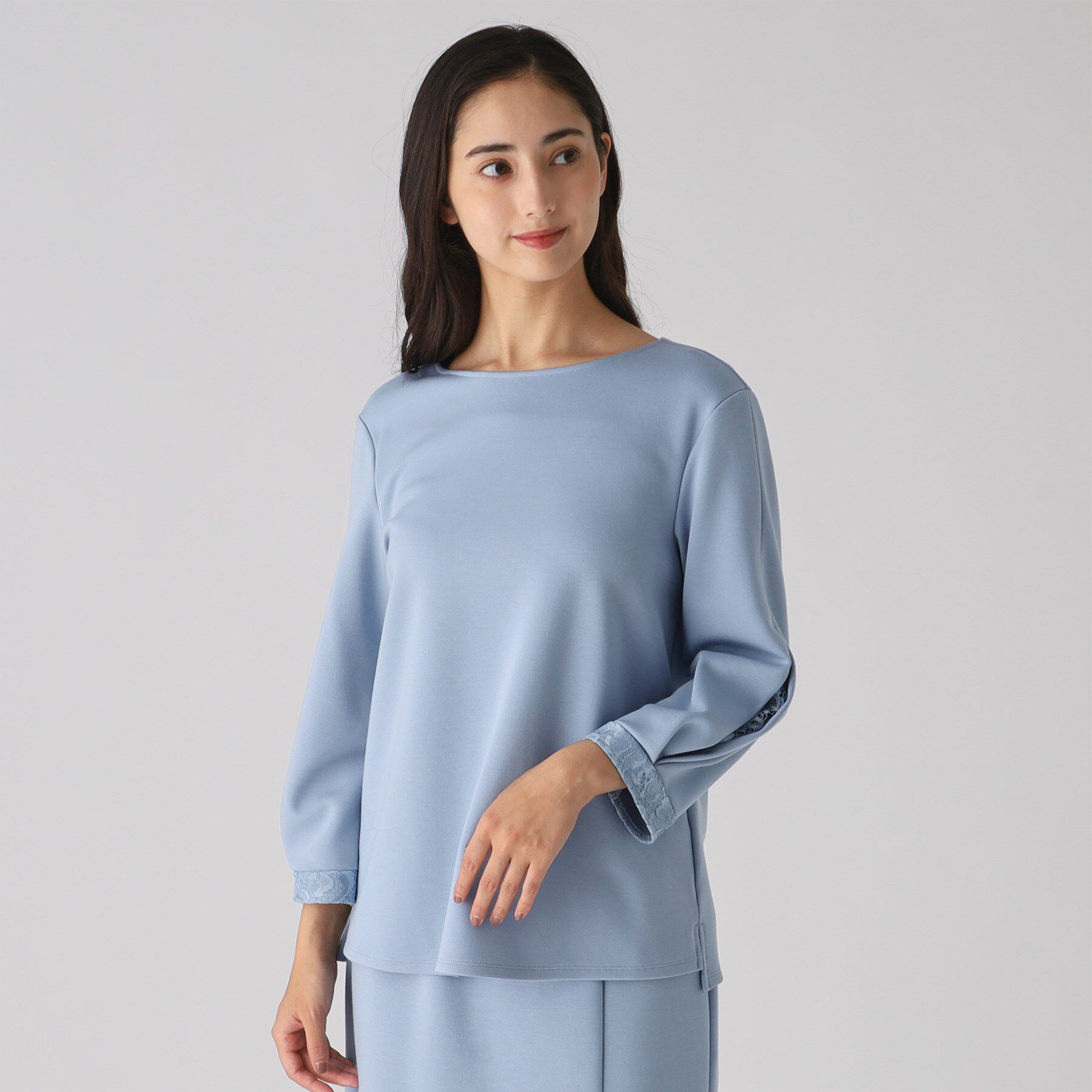 COUP DE CHANCE「【洗える／日本製】袖レースプルオーバージャージ」|Tシャツ・カットソー|