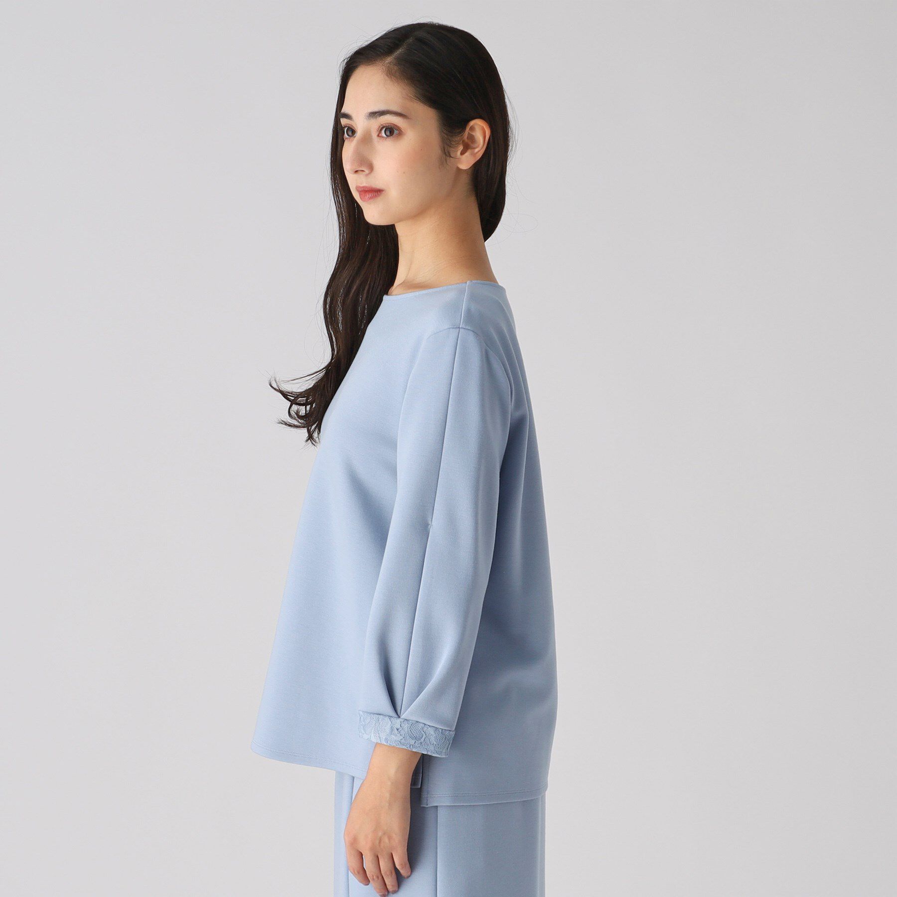 COUP DE CHANCE「【洗える／日本製】袖レースプルオーバージャージ」|Tシャツ・カットソー|