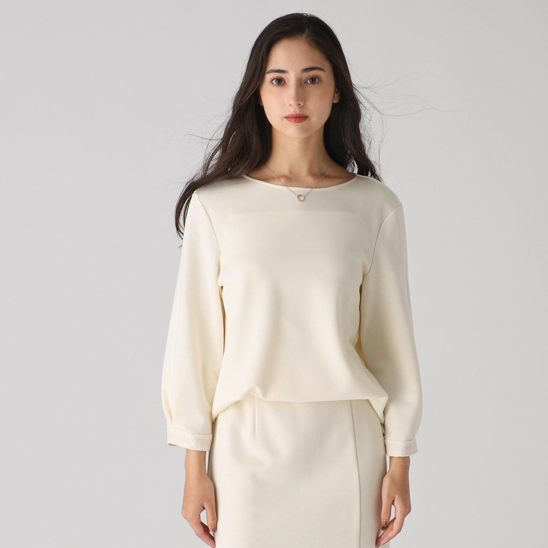 COUP DE CHANCE「【洗える／日本製】袖レースプルオーバージャージ」|Tシャツ・カットソー|