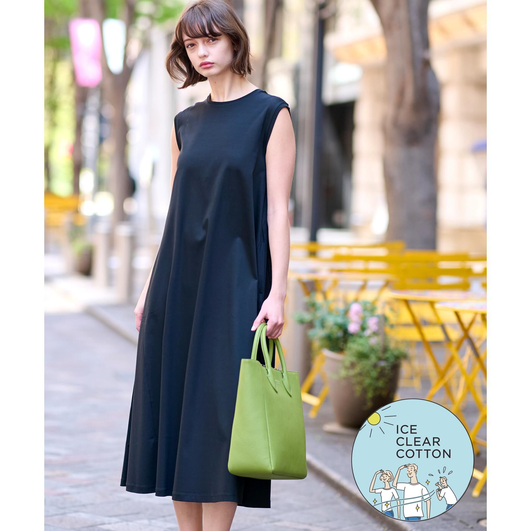 DRESSTERIOR「【ポケットあり/接触冷感/抗菌防臭/消臭】アイスクリアコットンワンピース」|ワンピース|ブラック(019)