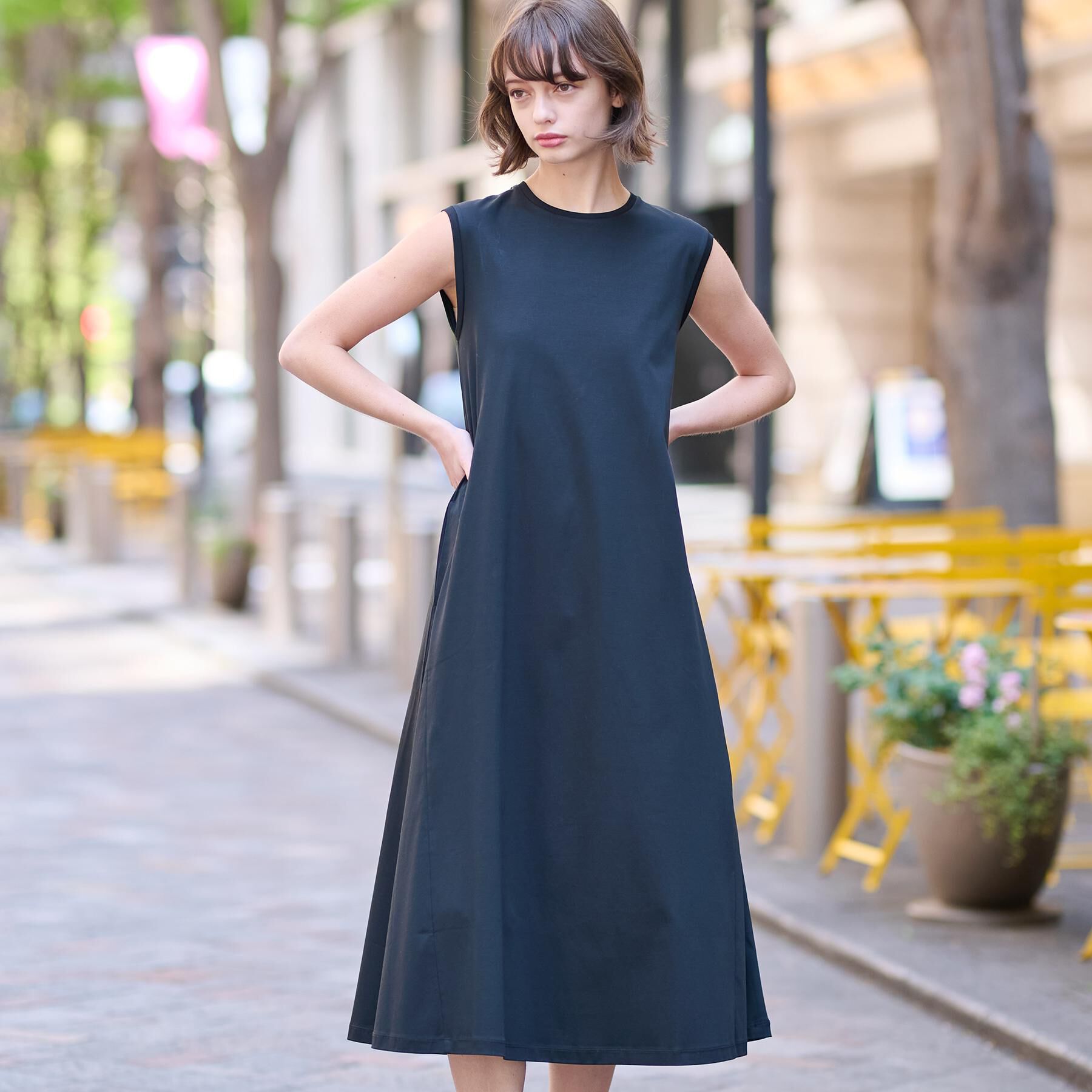 DRESSTERIOR「【ポケットあり/接触冷感/抗菌防臭/消臭】アイスクリアコットンワンピース」|ワンピース|