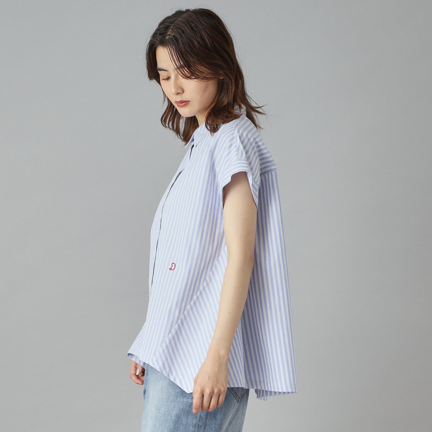 DRESSTERIOR「【洗える/コットン100％】イレギュラーヘムストライプシャツ」|シャツ・ブラウス|