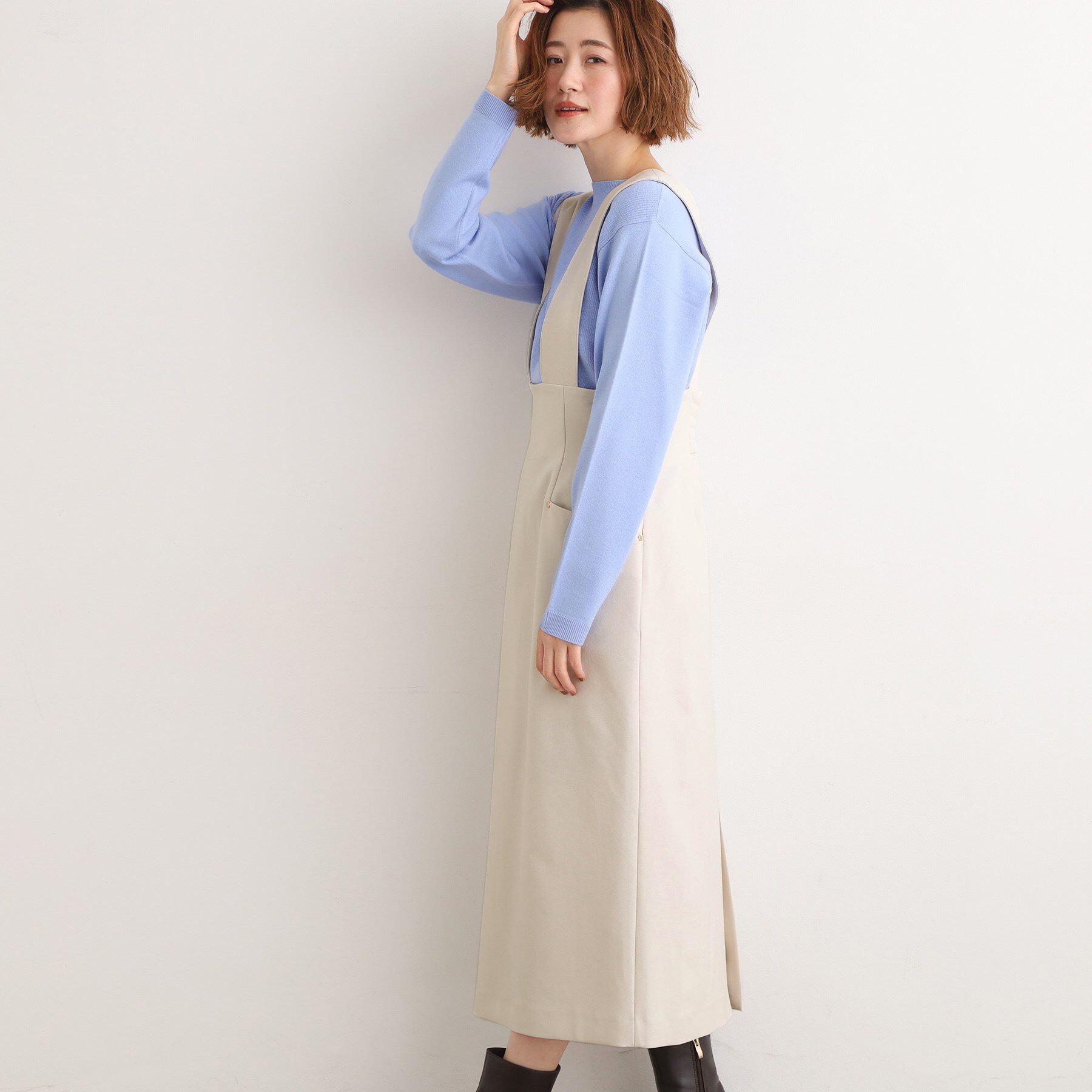 grove「上品さと快適さを両立、美シルエットなハイウエストサス付きスカート」|スカート|