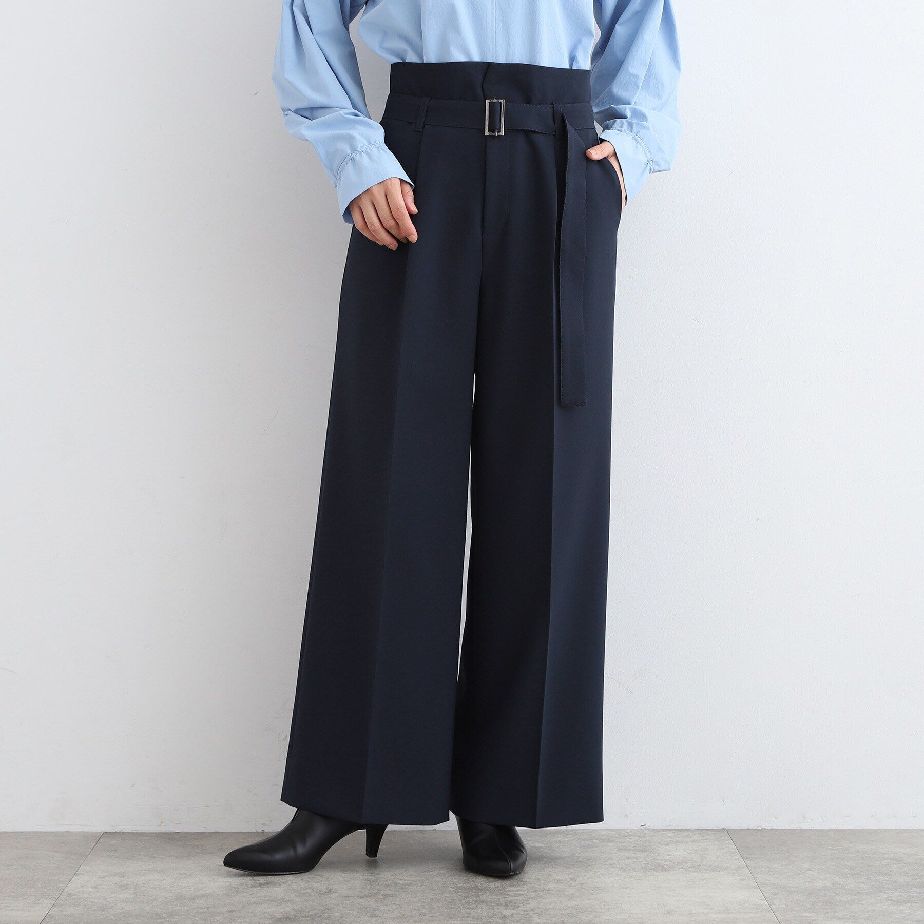 INDIVI「【洗える／トレンド感◎／2WAY】ベルト付タックワイドパンツ」|その他|