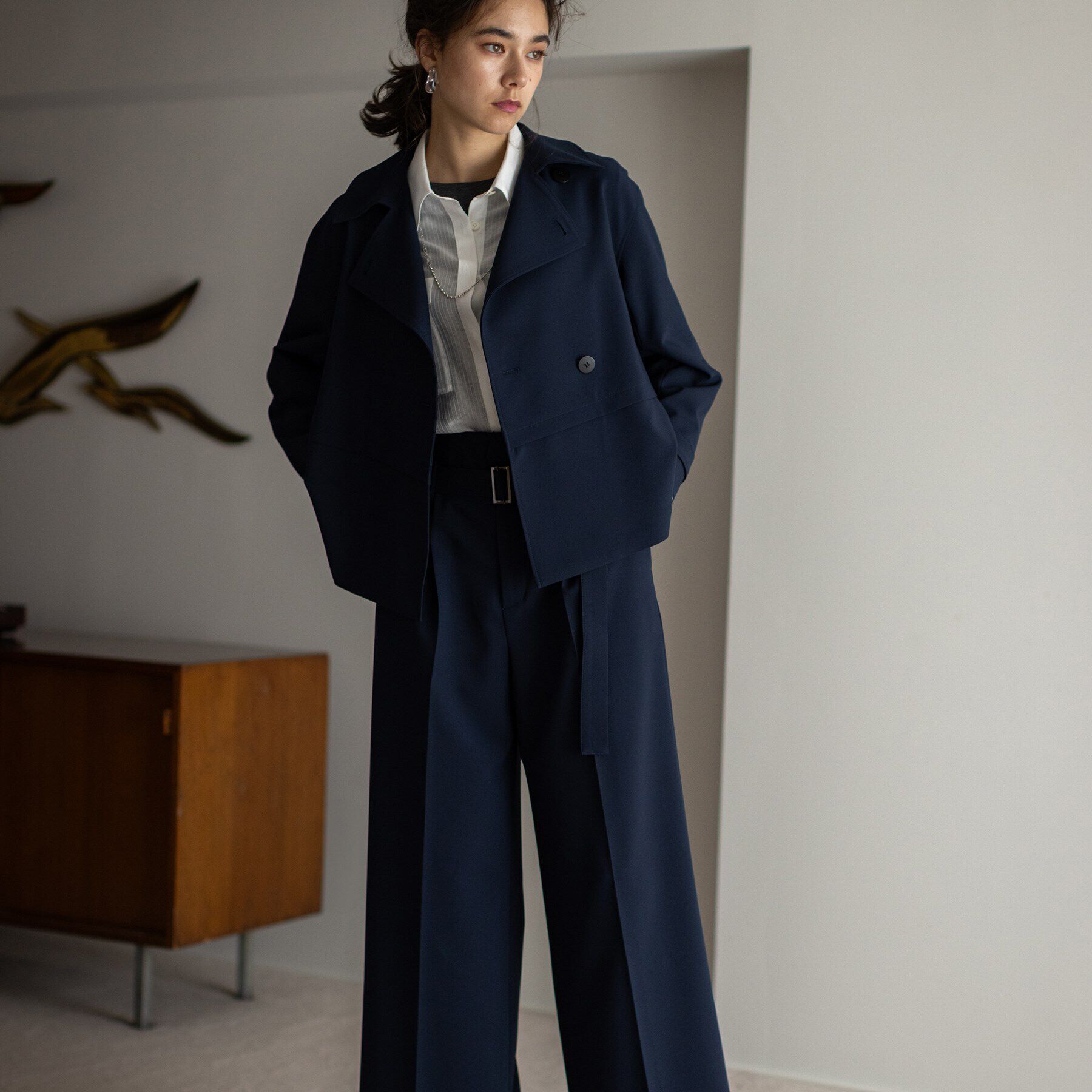 INDIVI「【洗える／トレンド感◎／2WAY】ベルト付タックワイドパンツ」|その他|