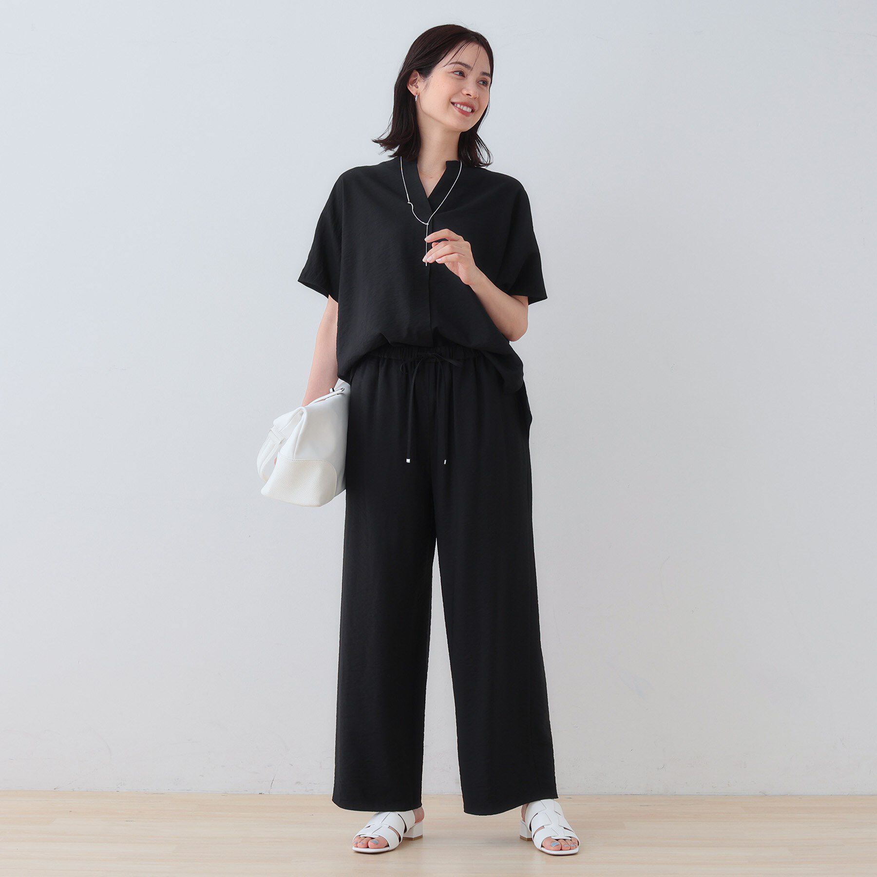 INDIVI「【洗える／UVケア／SETUP可能】ドロストワイドパンツ」|その他|