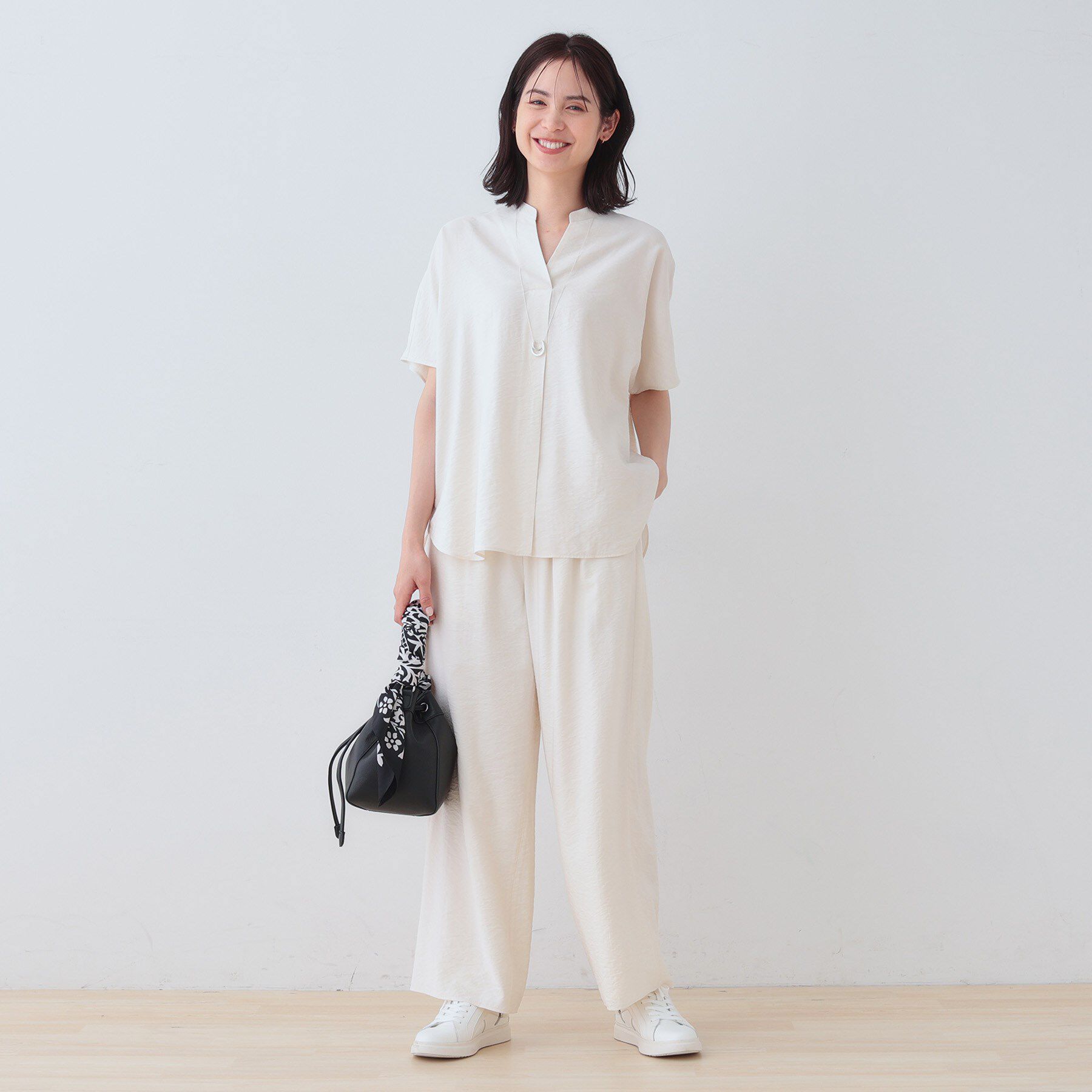 INDIVI「【洗える／UVケア／SETUP可能】ドロストワイドパンツ」|その他|