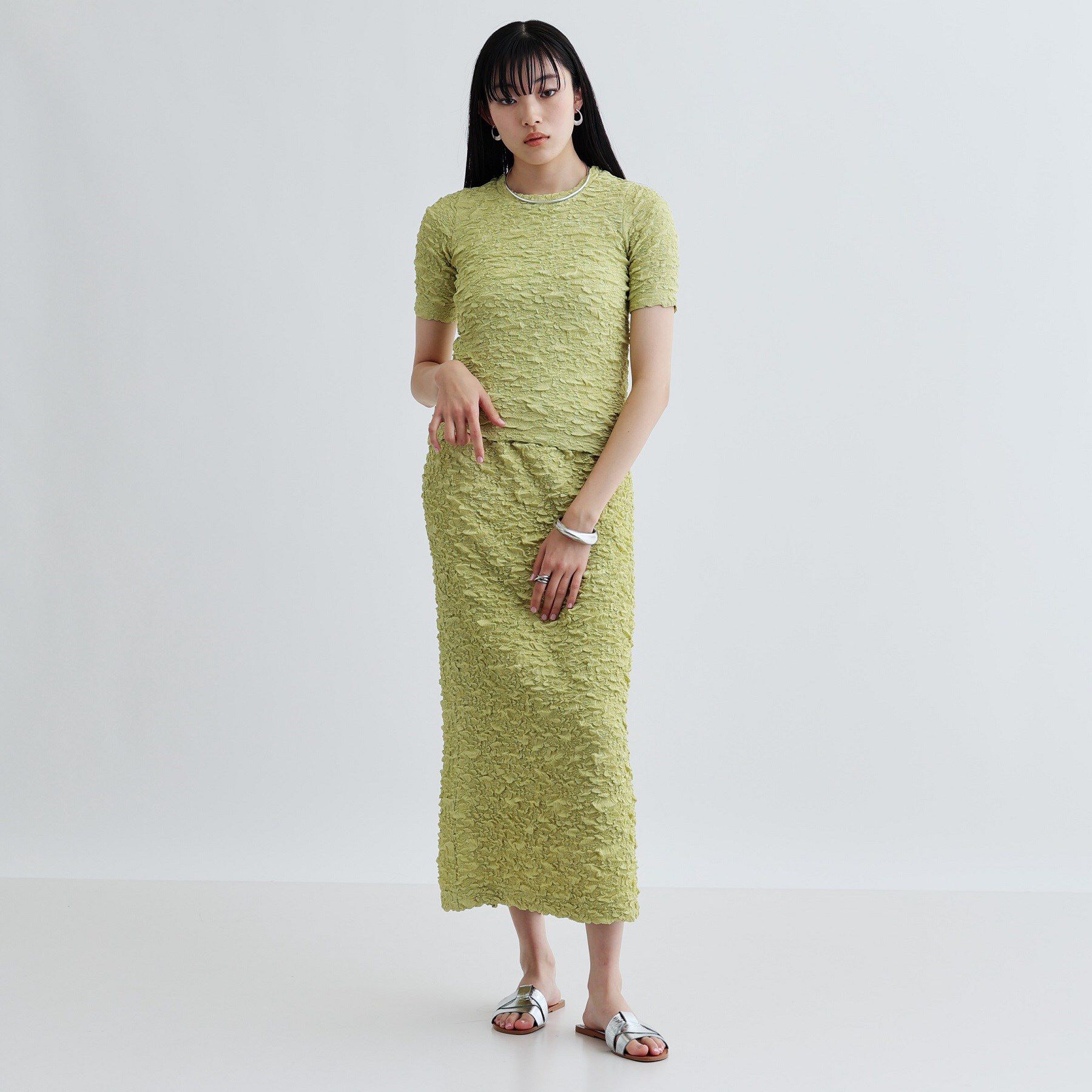 GALLEST「ふくれジャカードタイトスカート」|スカート|ライトグリーン(02