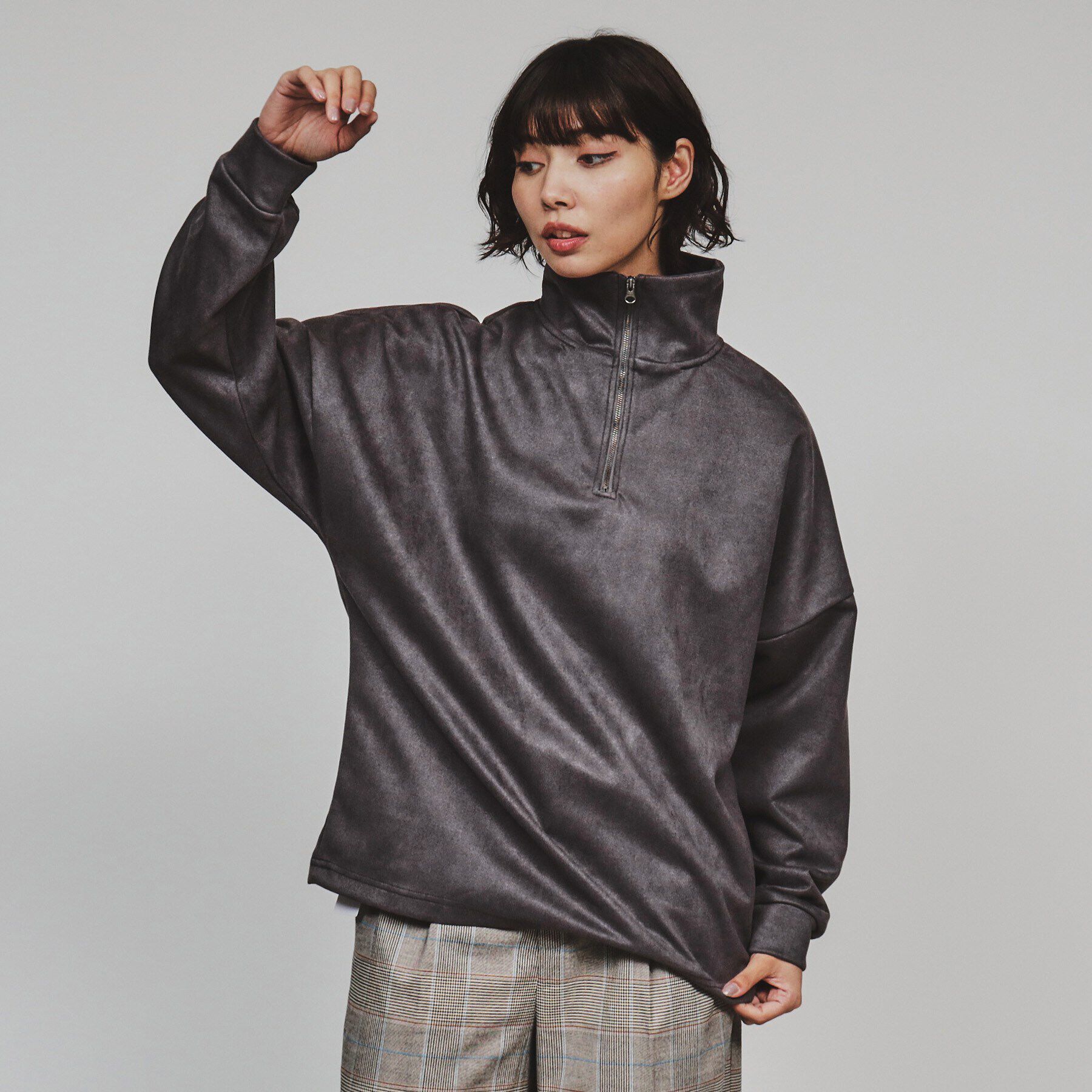 tk.TAKEO KIKUCHI「スエードプチドルマンハーフジップカットソー」|Tシャツ・カットソー|