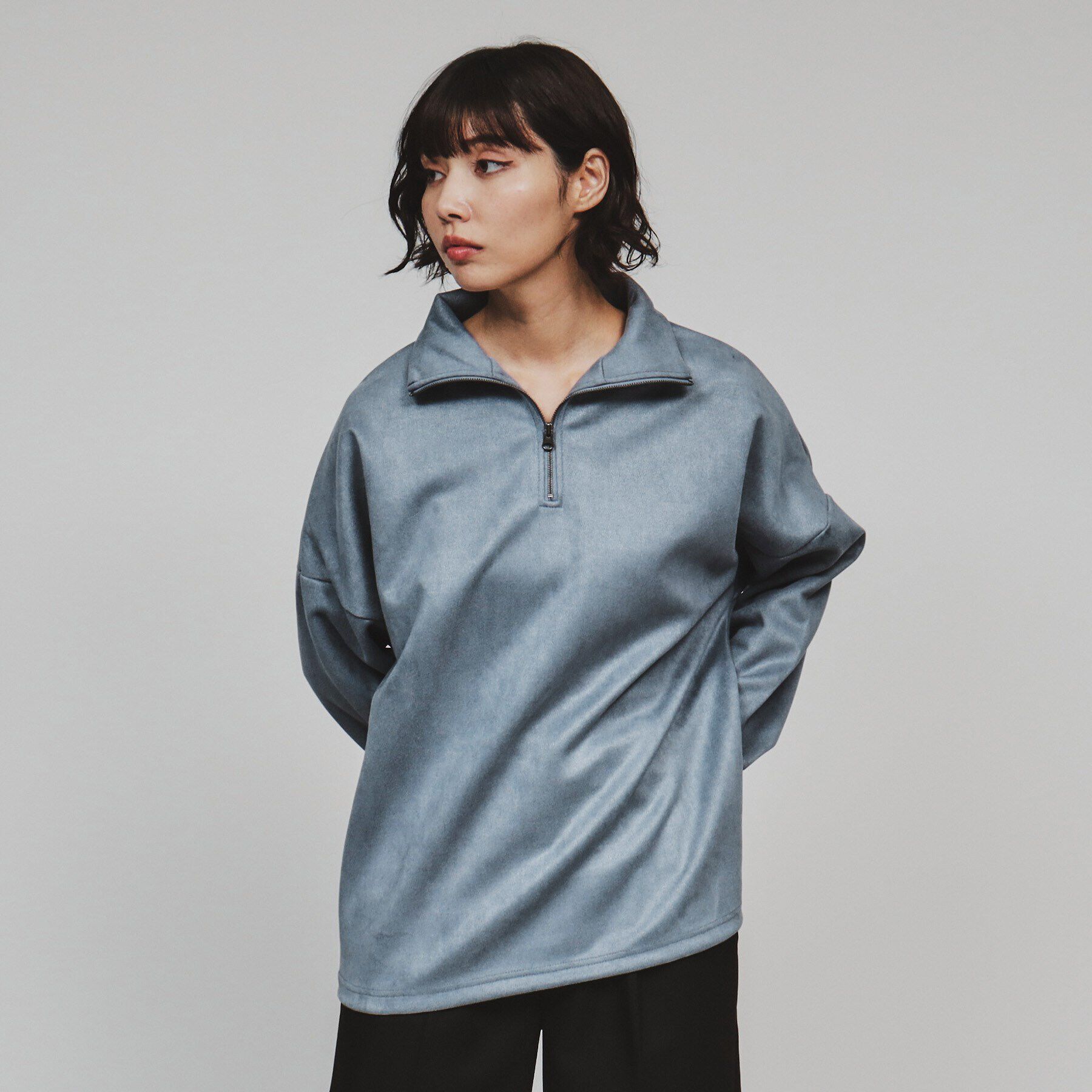 tk.TAKEO KIKUCHI「スエードプチドルマンハーフジップカットソー」|Tシャツ・カットソー|ブルー(092)