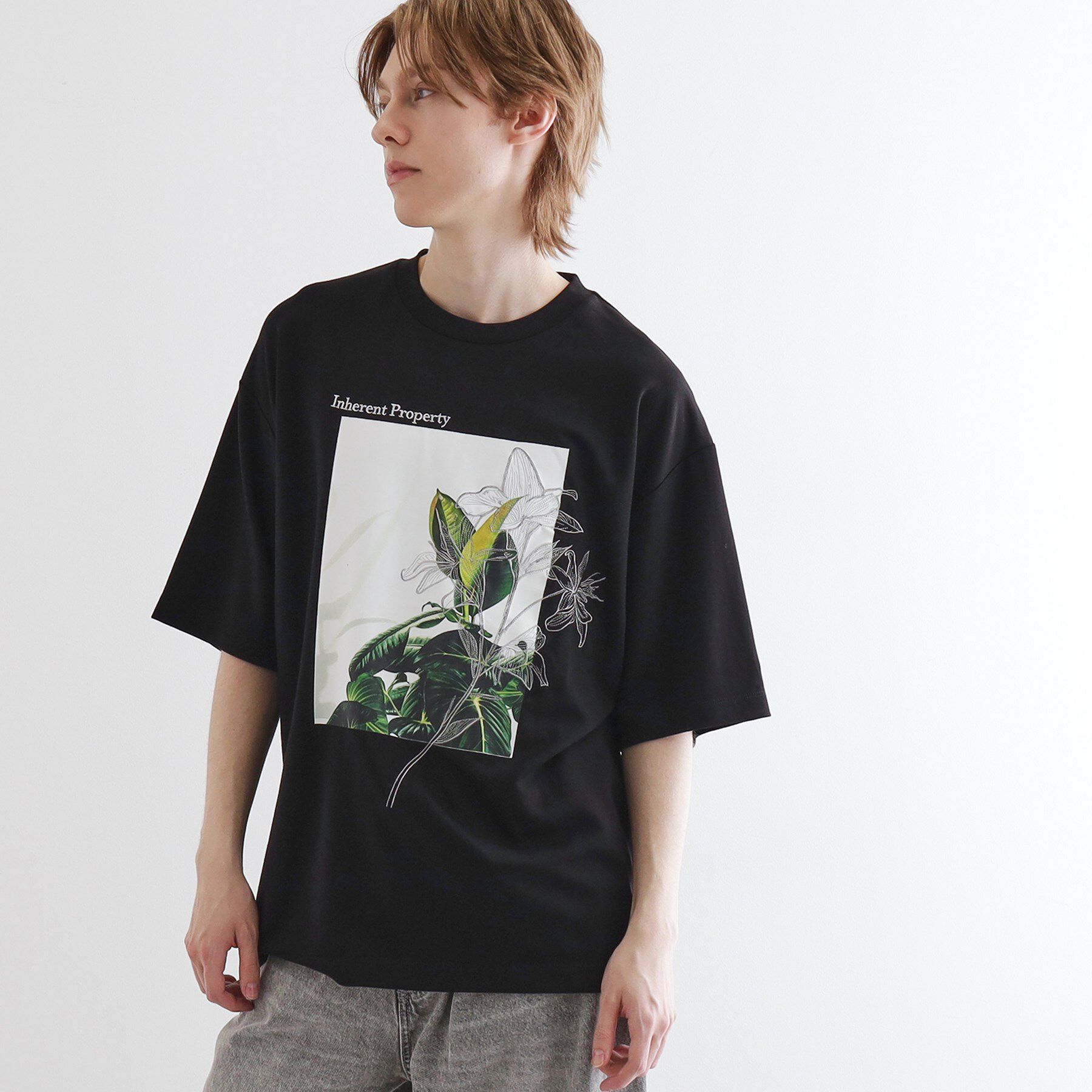 tk.TAKEO KIKUCHI「フラワープリントTシャツ」|Tシャツ・カットソー|ブラック(019)