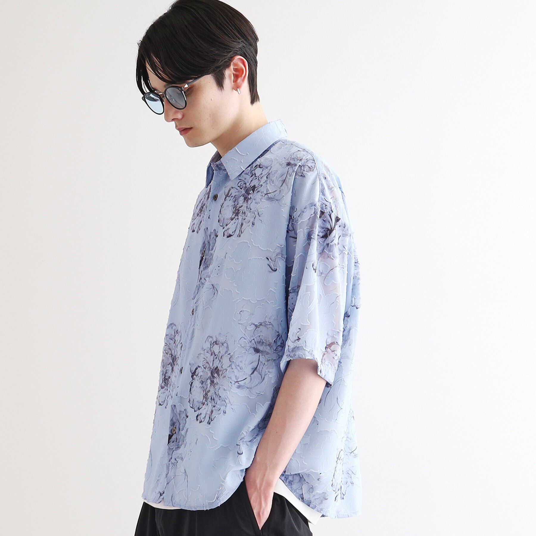 tk.TAKEO KIKUCHI「シアージャカードフラワーシャツ」|シャツ・ブラウス|