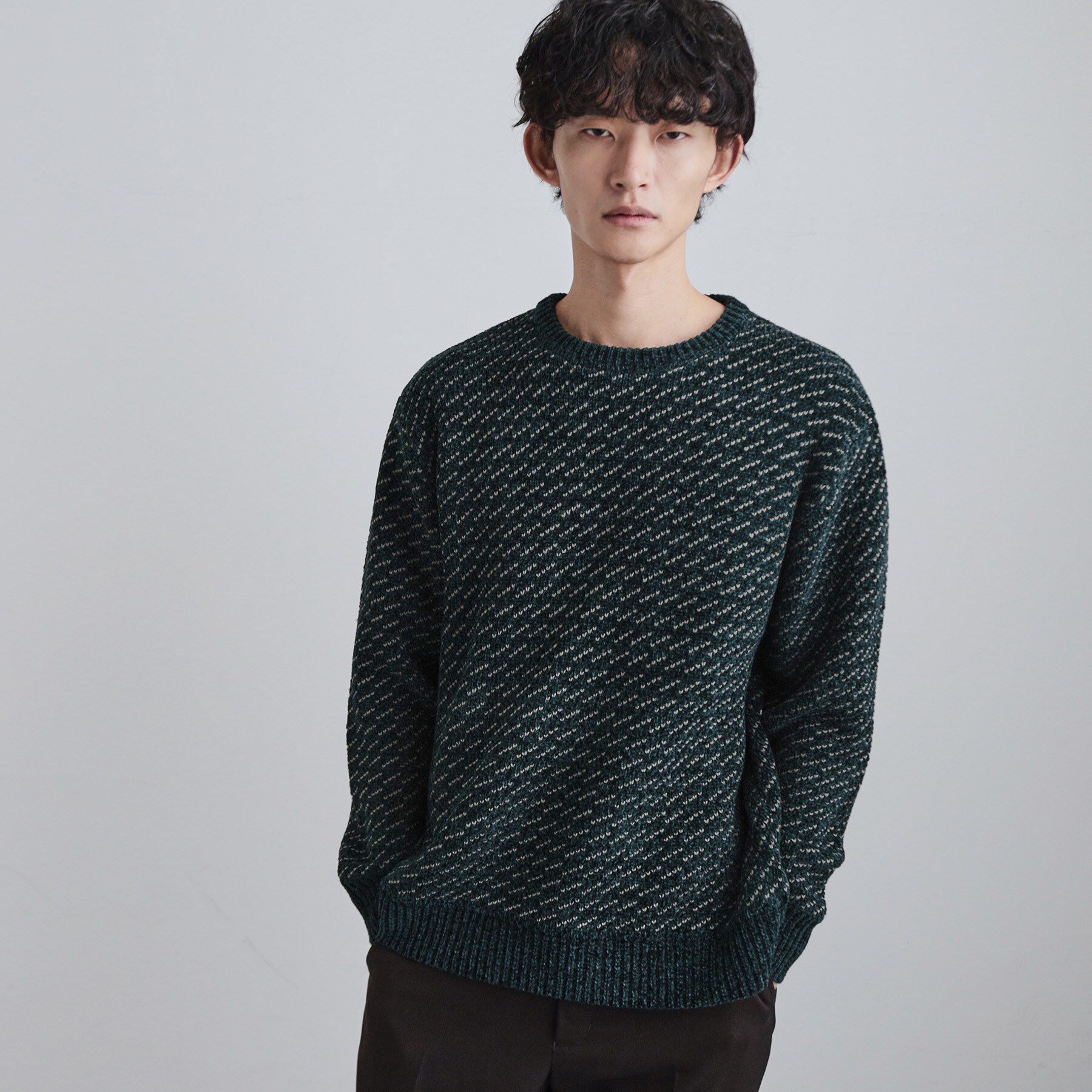 tk.TAKEO KIKUCHI「バーズアイモールニット」|ニット・セーター|グリーン(024)