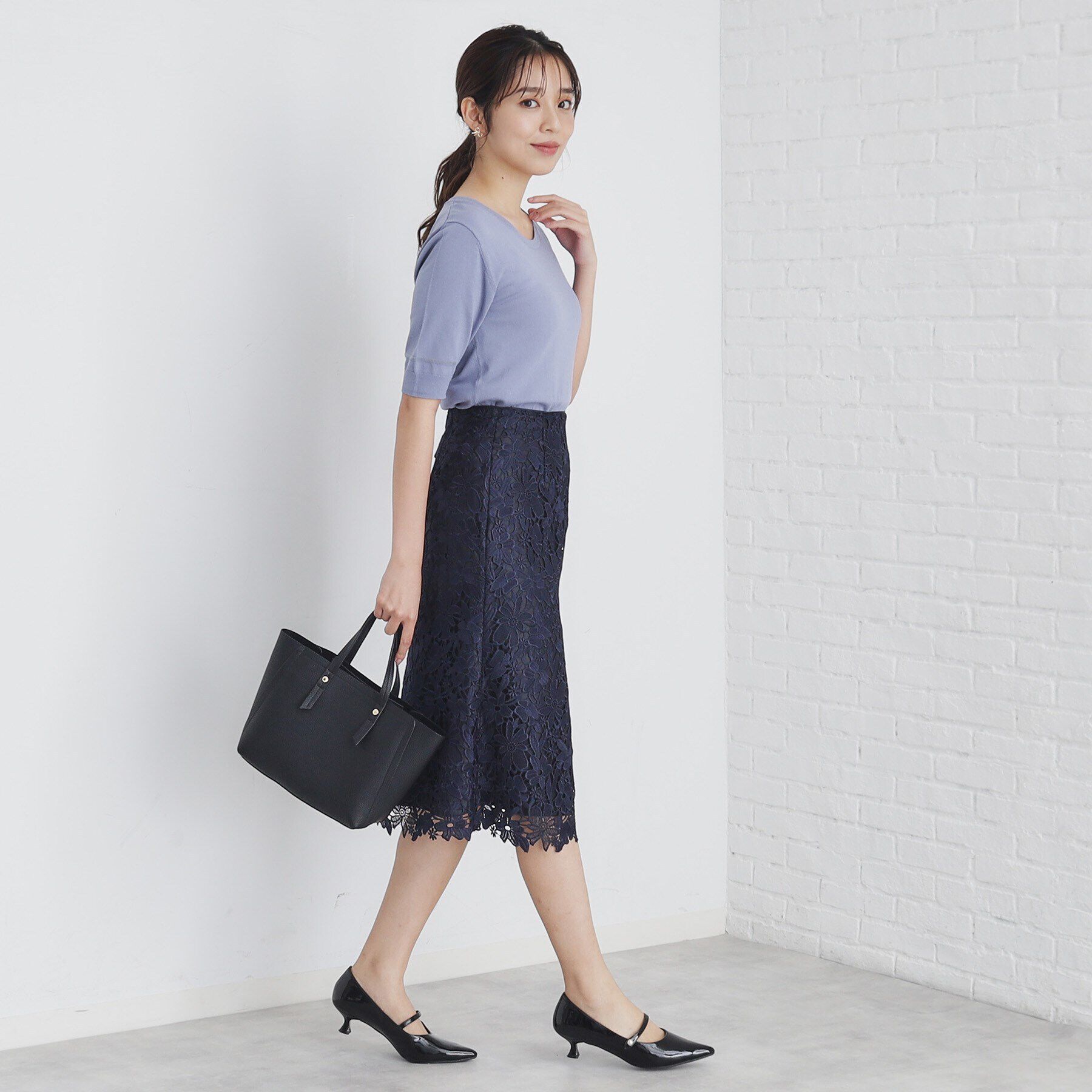 index「シアーラインデザインクルーネックニット/アンサンブル対応【洗濯機洗い可】」|ニット・セーター|