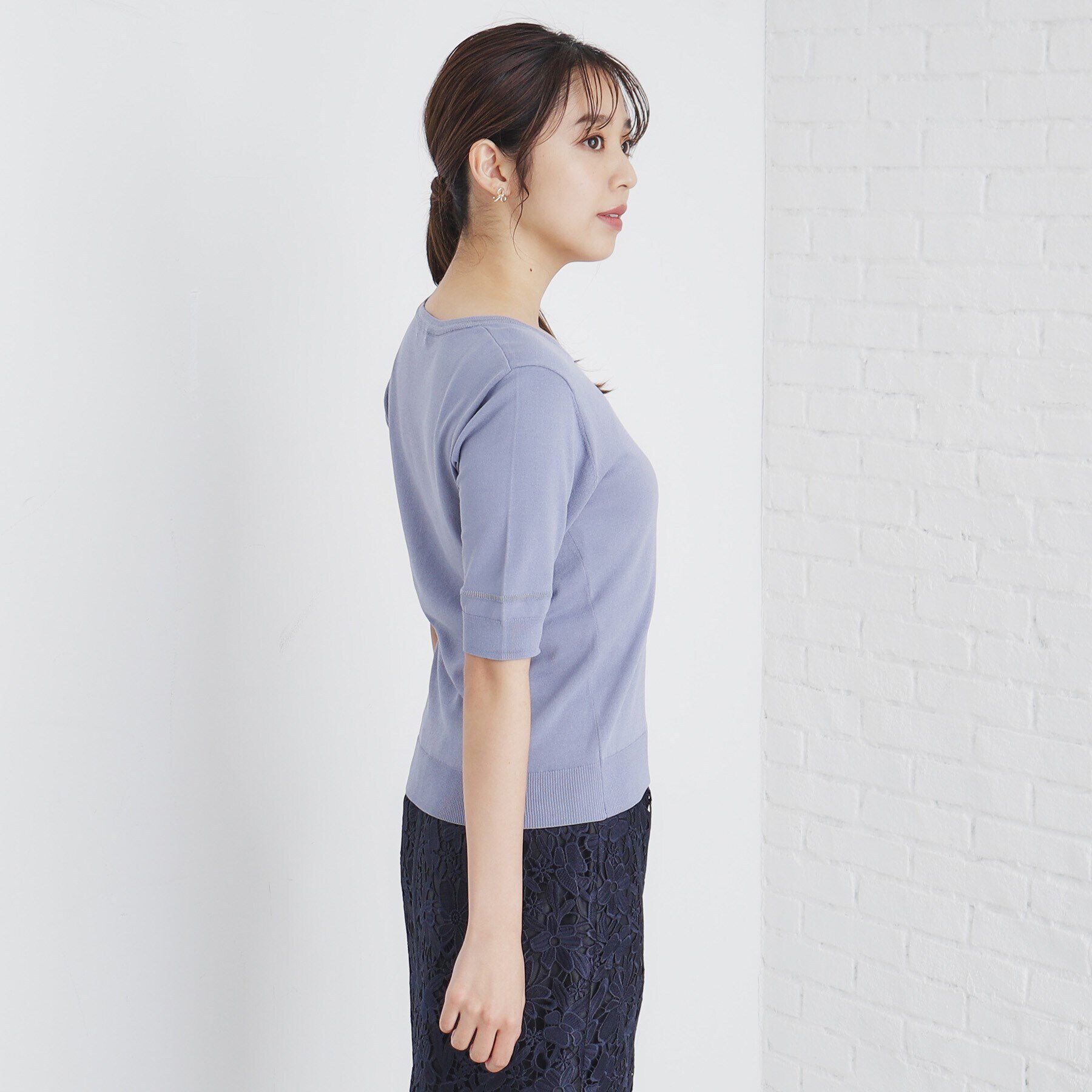 index「シアーラインデザインクルーネックニット/アンサンブル対応【洗濯機洗い可】」|ニット・セーター|