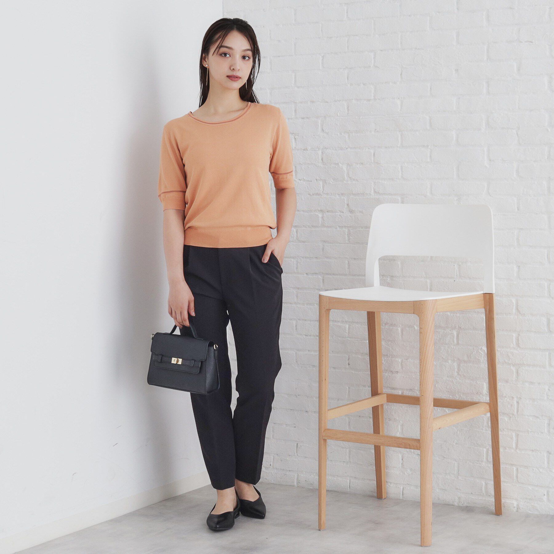 index「シアーラインデザインクルーネックニット/アンサンブル対応【洗濯機洗い可】」|ニット・セーター|