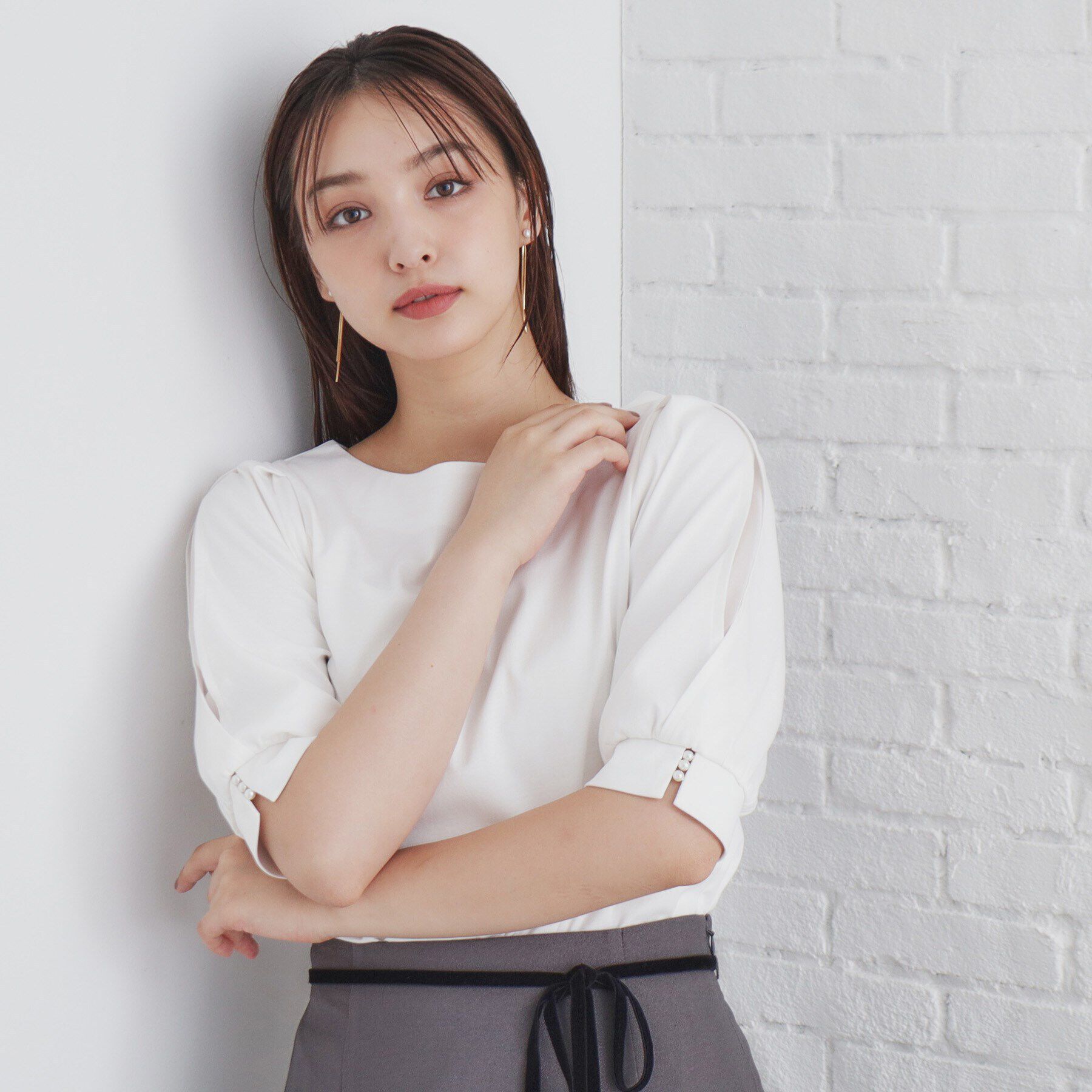 index「クールタッチラップスリーブトップス【洗濯機洗い可/接触冷感】」|Tシャツ・カットソー|オフホワイト(003