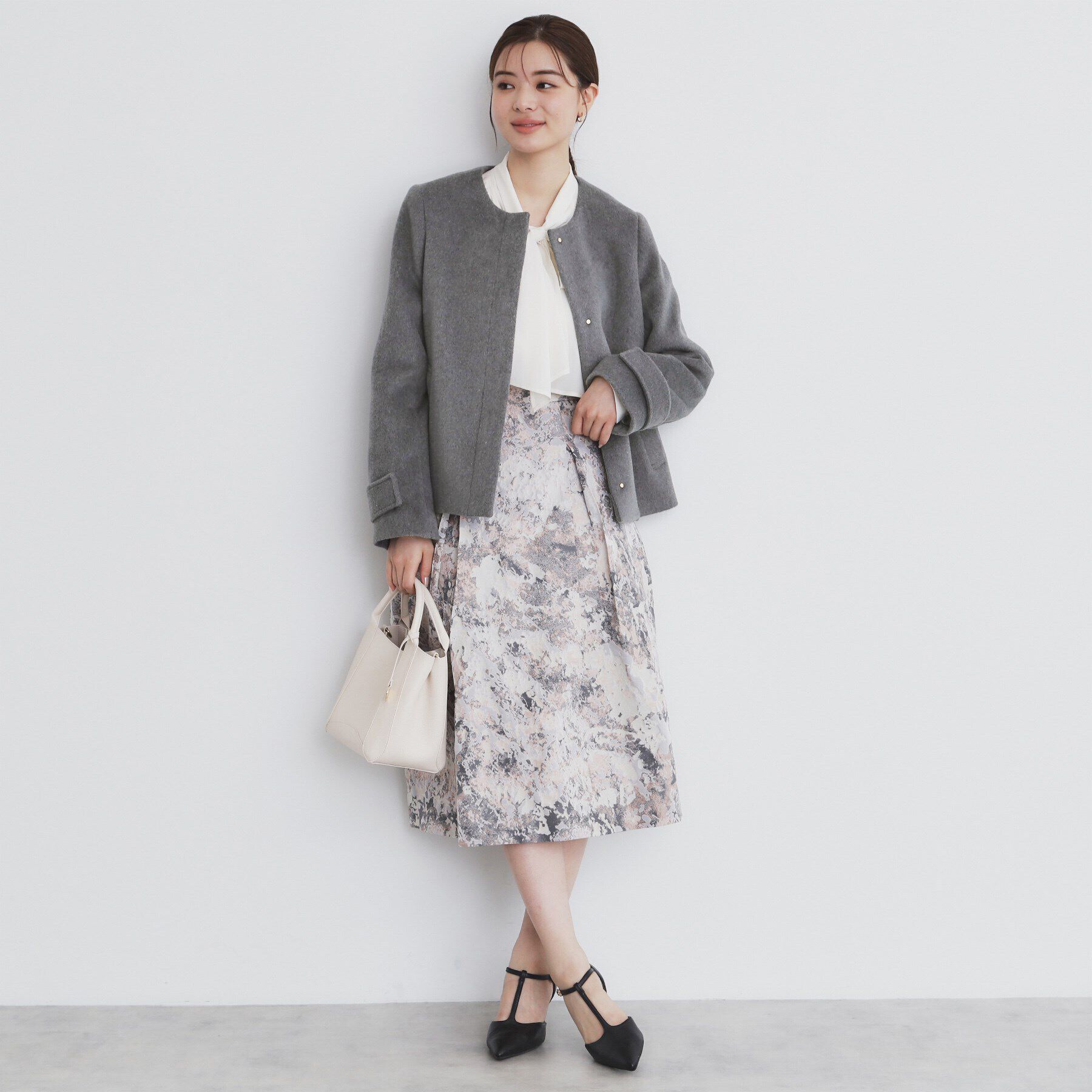 index「《5color/XS-LLsize》ウール混ノーカラーショートコート」|ノーカラーコート|