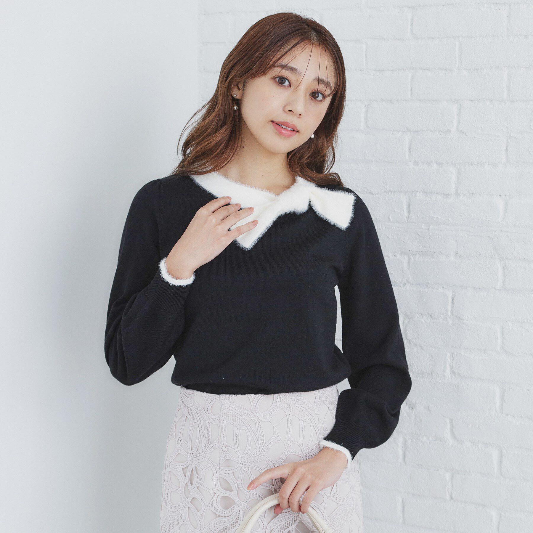 index「《6color/XS-LLsize》リボン取り外し2WAY フェザーリボンニット【洗濯機洗い可】」|ニット・セーター|