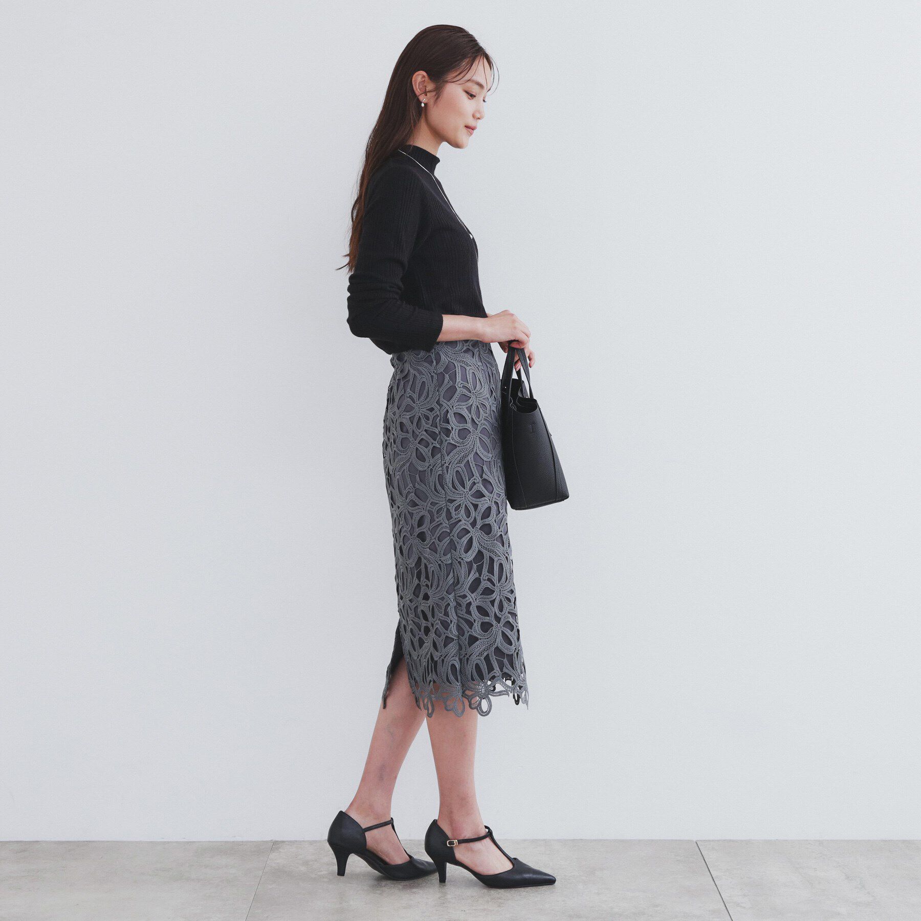 index「《6color/S-LLsize》ラメリブハイネックトップス【洗濯機洗い可/吸湿発熱】」|Tシャツ・カットソー|