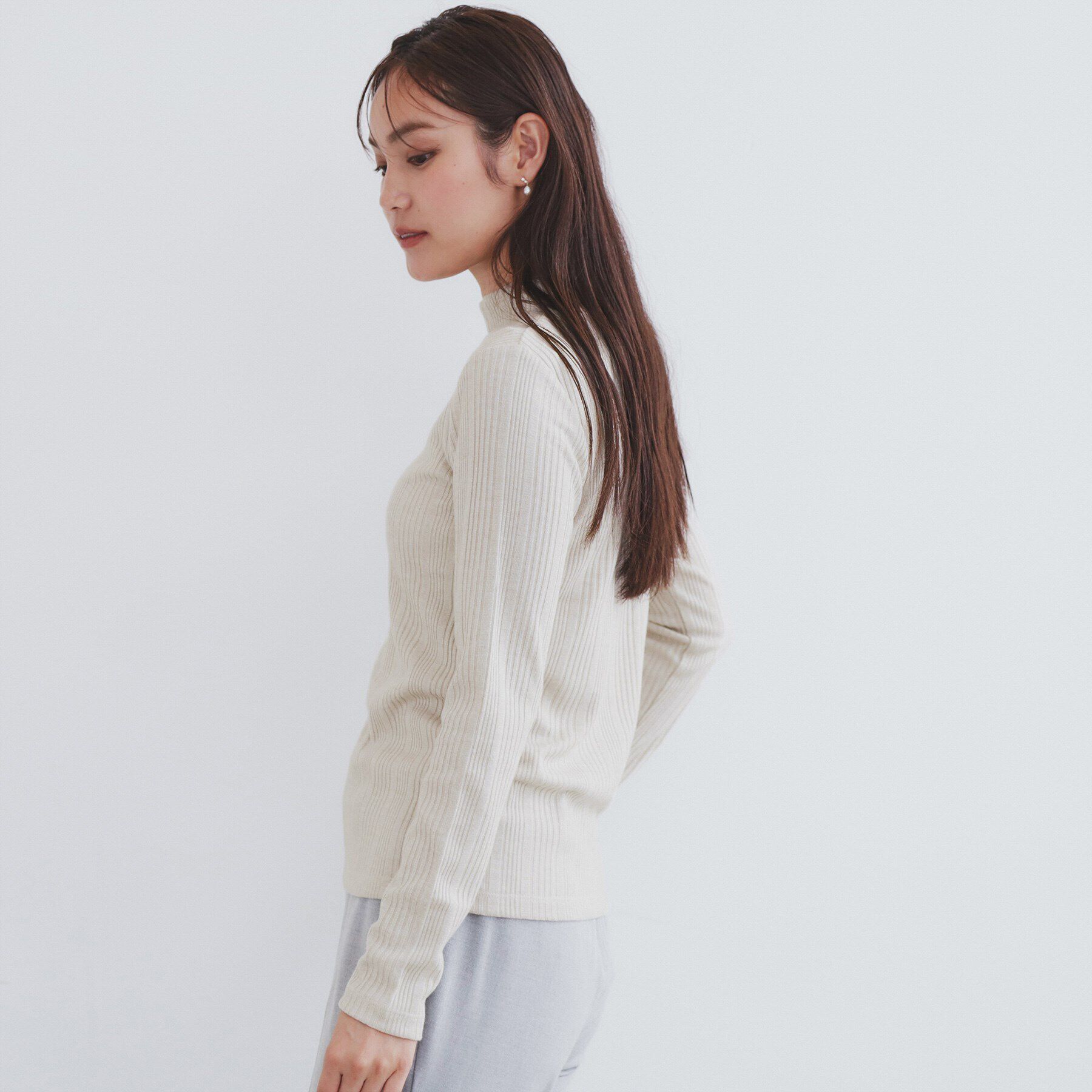 index「《6color/S-LLsize》ラメリブハイネックトップス【洗濯機洗い可/吸湿発熱】」|Tシャツ・カットソー|